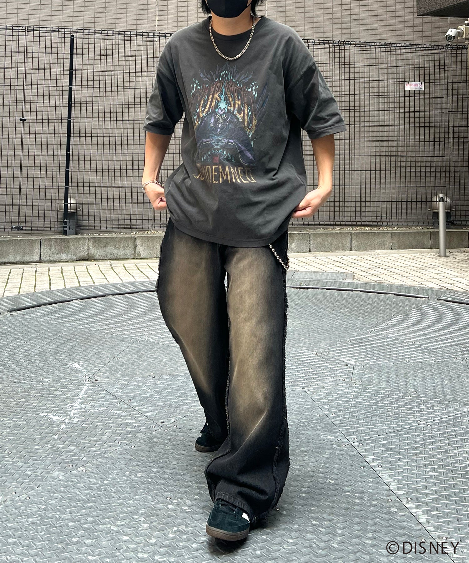 【Disney Villains / ディズニーヴィランズ】HADES / ハデス ヴィンテージライク ピグメント加工 ビッグシルエット 半袖プリントTシャツ