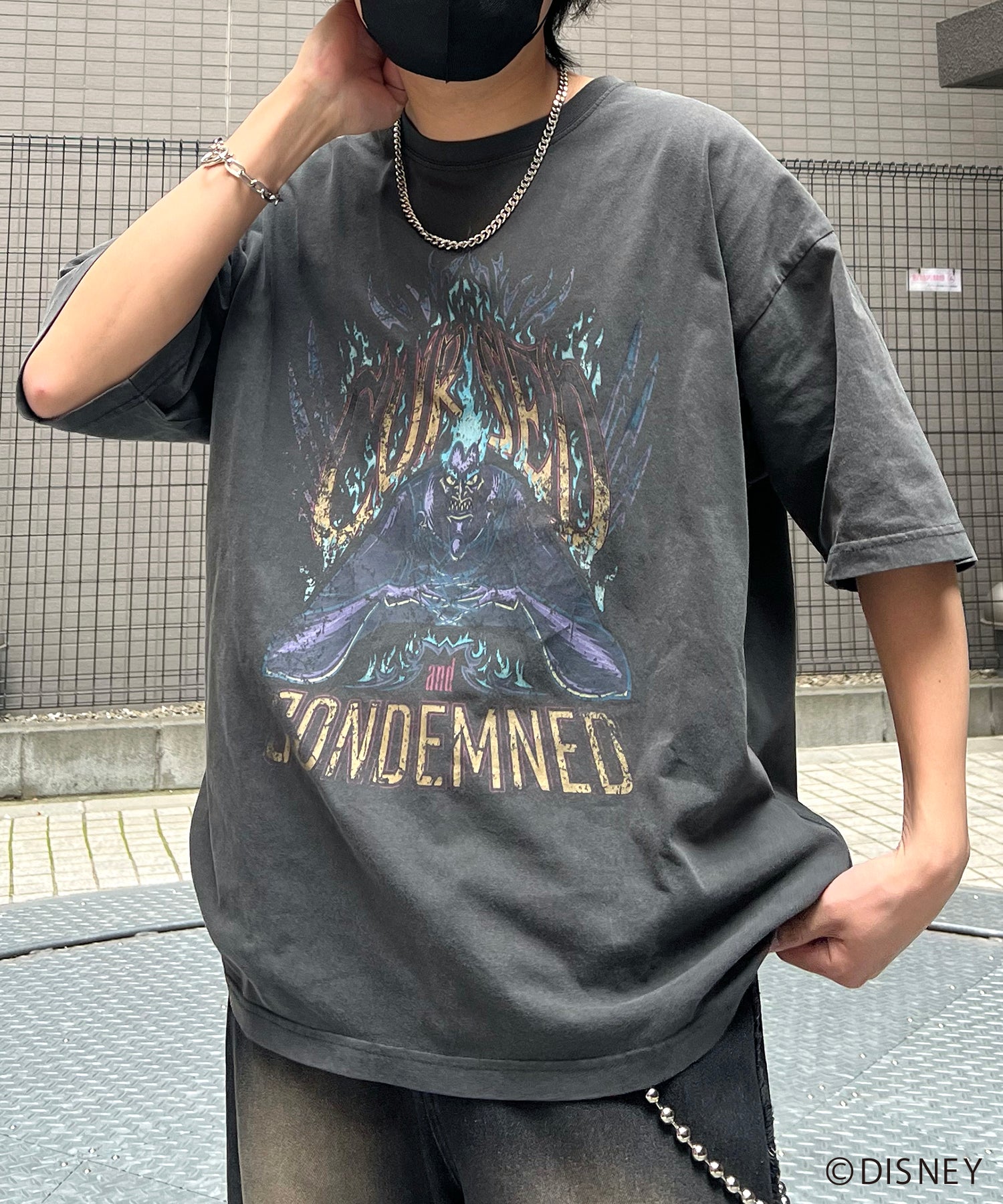 【Disney Villains / ディズニーヴィランズ】HADES / ハデス ヴィンテージライク ピグメント加工 ビッグシルエット 半袖プリントTシャツ