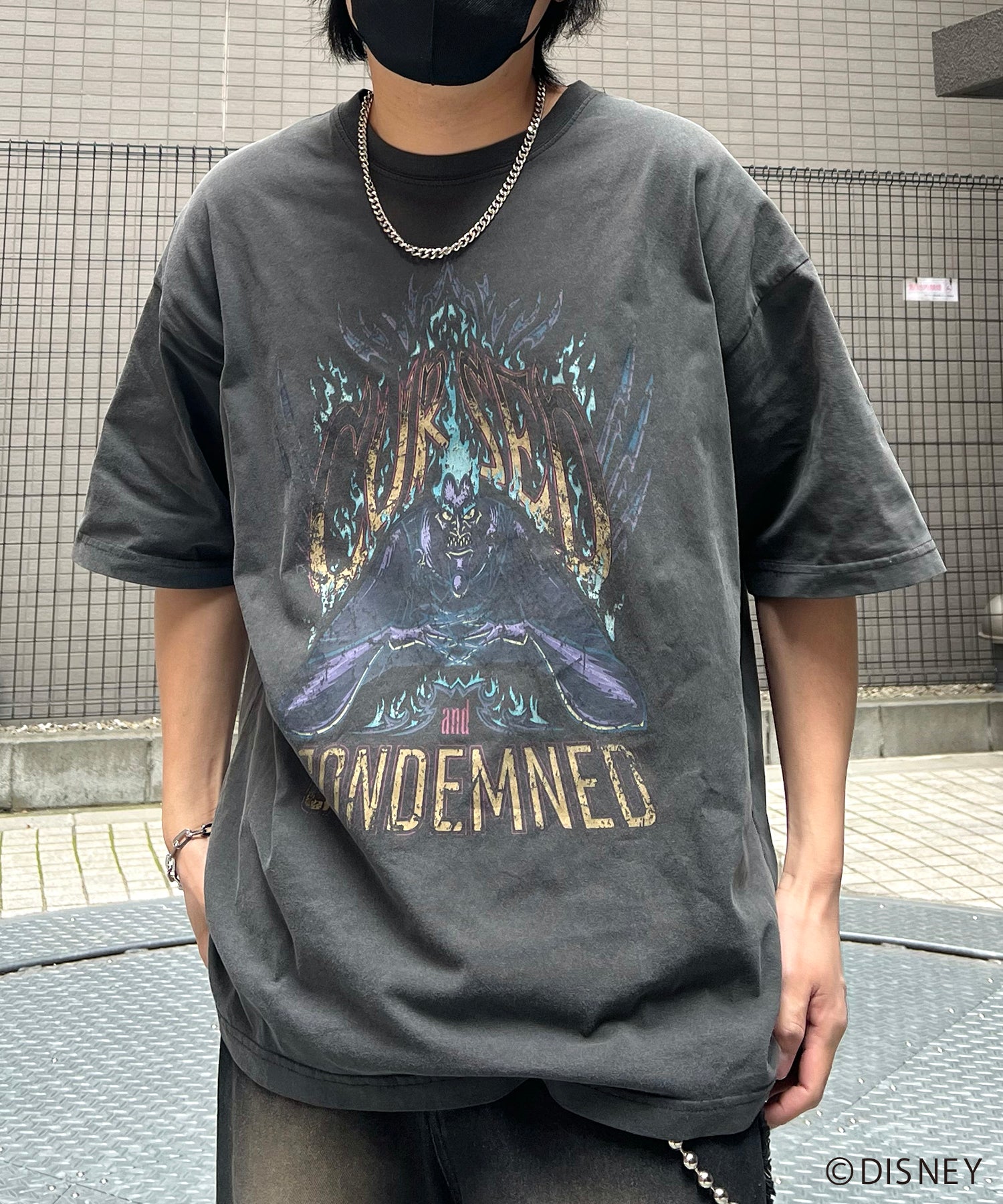 【Disney Villains / ディズニーヴィランズ】HADES / ハデス ヴィンテージライク ピグメント加工 ビッグシルエット 半袖プリントTシャツ