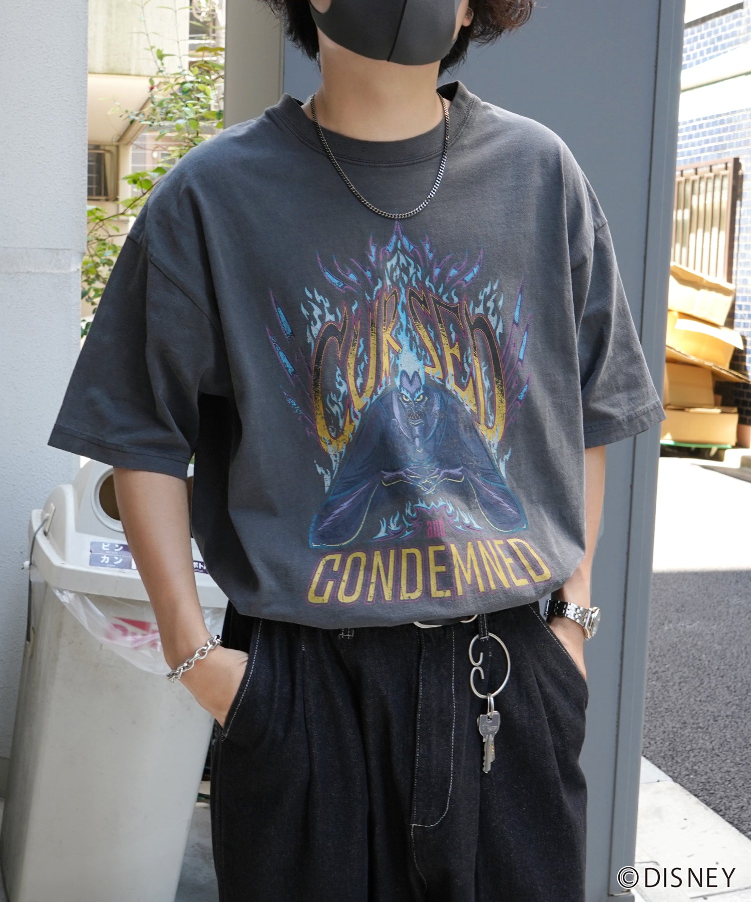 【Disney Villains / ディズニーヴィランズ】HADES / ハデス ヴィンテージライク ピグメント加工 ビッグシルエット 半袖プリントTシャツ