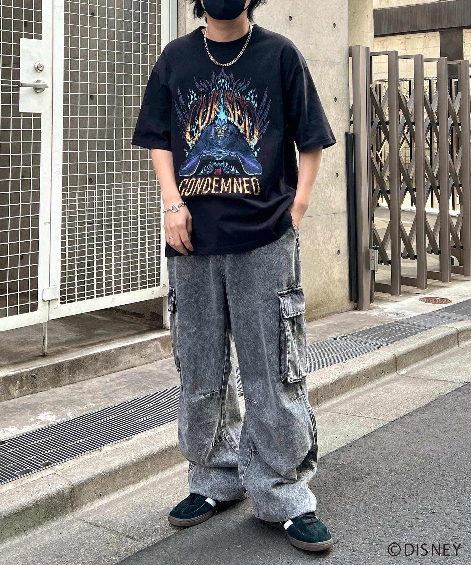 【Disney Villains / ディズニーヴィランズ】HADES / ハデス ヴィンテージライク ピグメント加工 ビッグシルエット 半袖プリントTシャツ