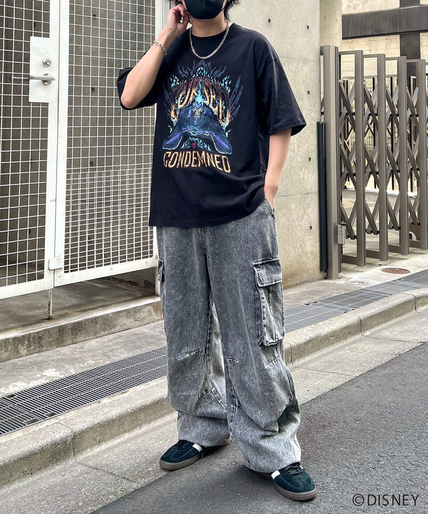 【Disney Villains / ディズニーヴィランズ】HADES / ハデス ヴィンテージライク ピグメント加工 ビッグシルエット 半袖プリントTシャツ