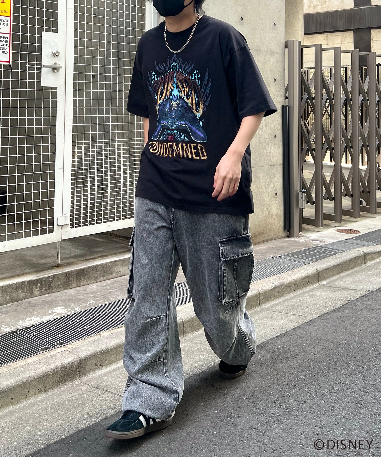 【Disney Villains / ディズニーヴィランズ】HADES / ハデス ヴィンテージライク ピグメント加工 ビッグシルエット 半袖プリントTシャツ