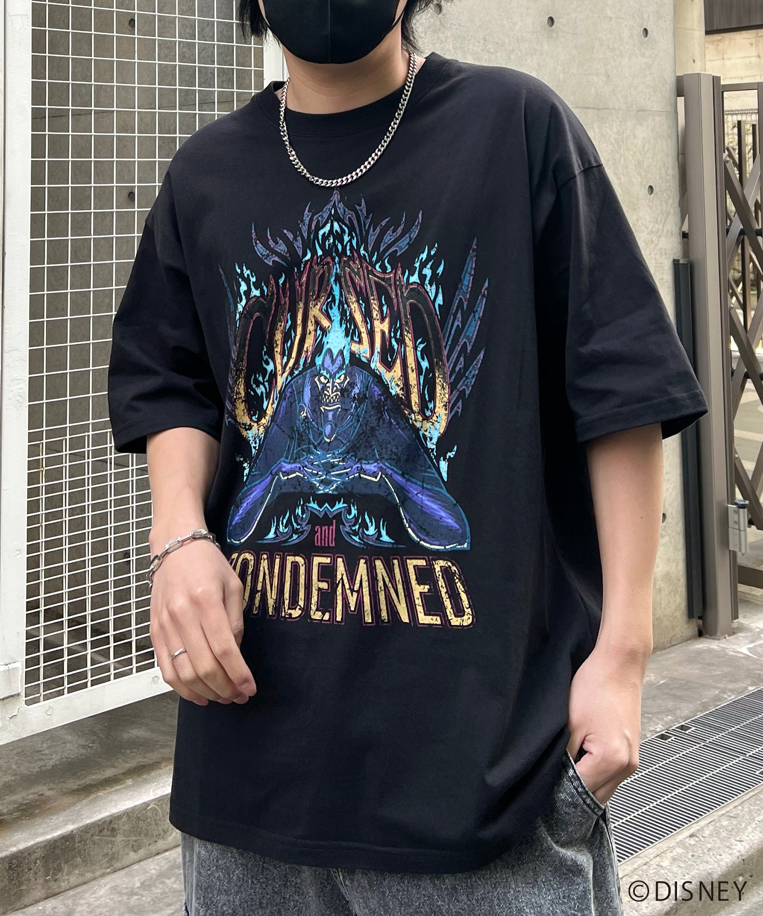 【Disney Villains / ディズニーヴィランズ】HADES / ハデス ヴィンテージライク ピグメント加工 ビッグシルエット 半袖プリントTシャツ
