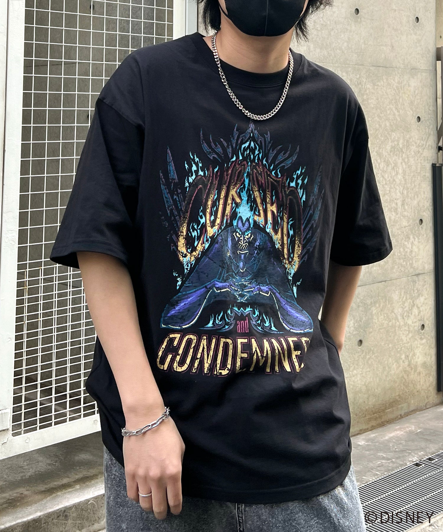 【Disney Villains / ディズニーヴィランズ】HADES / ハデス ヴィンテージライク ピグメント加工 ビッグシルエット 半袖プリントTシャツ