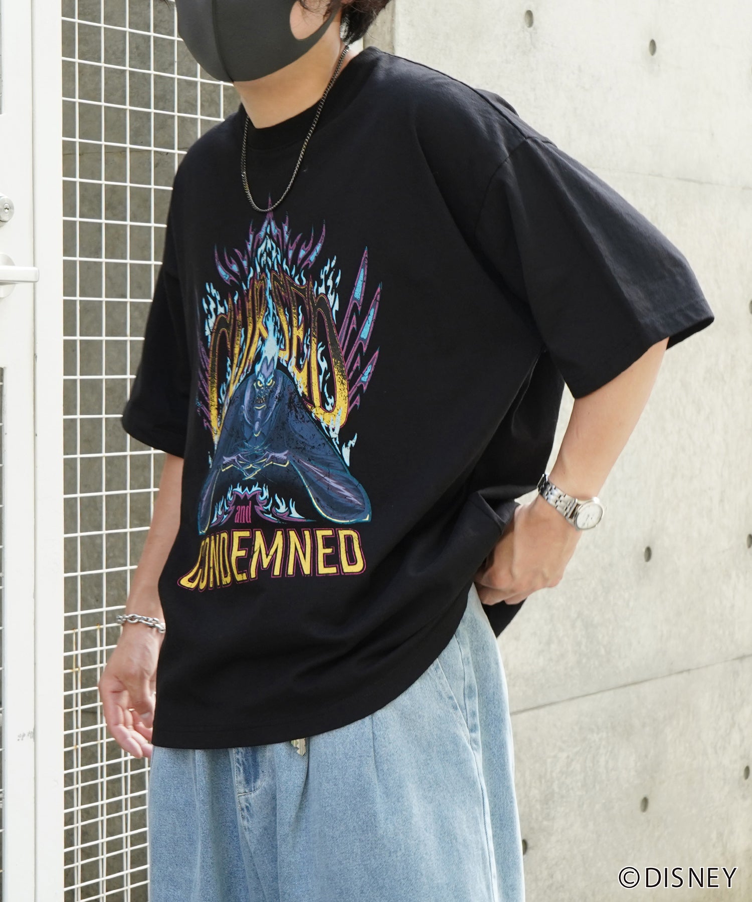 【Disney Villains / ディズニーヴィランズ】HADES / ハデス ヴィンテージライク ピグメント加工 ビッグシルエット 半袖プリントTシャツ