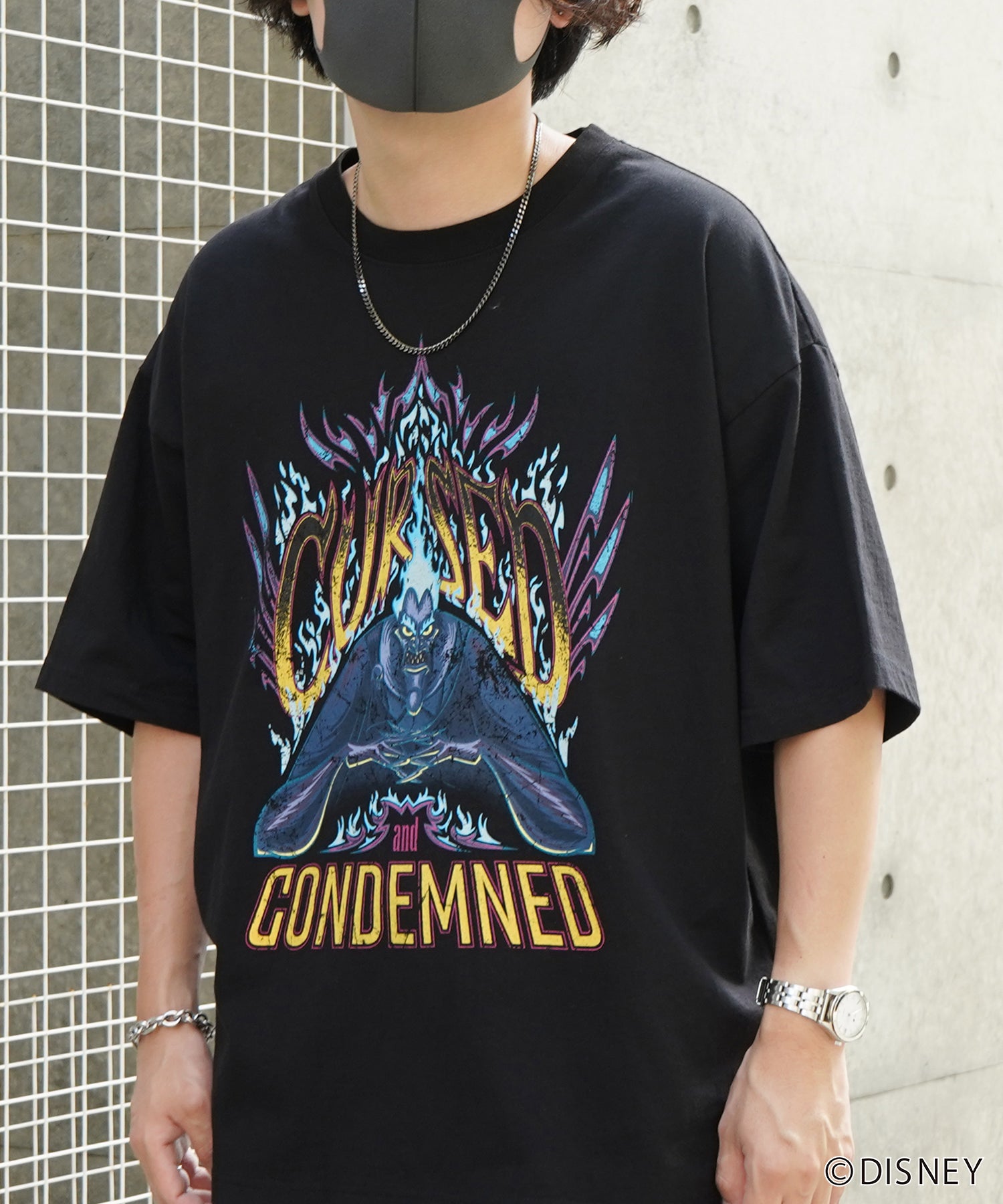【Disney Villains / ディズニーヴィランズ】HADES / ハデス ヴィンテージライク ピグメント加工 ビッグシルエット 半袖プリントTシャツ
