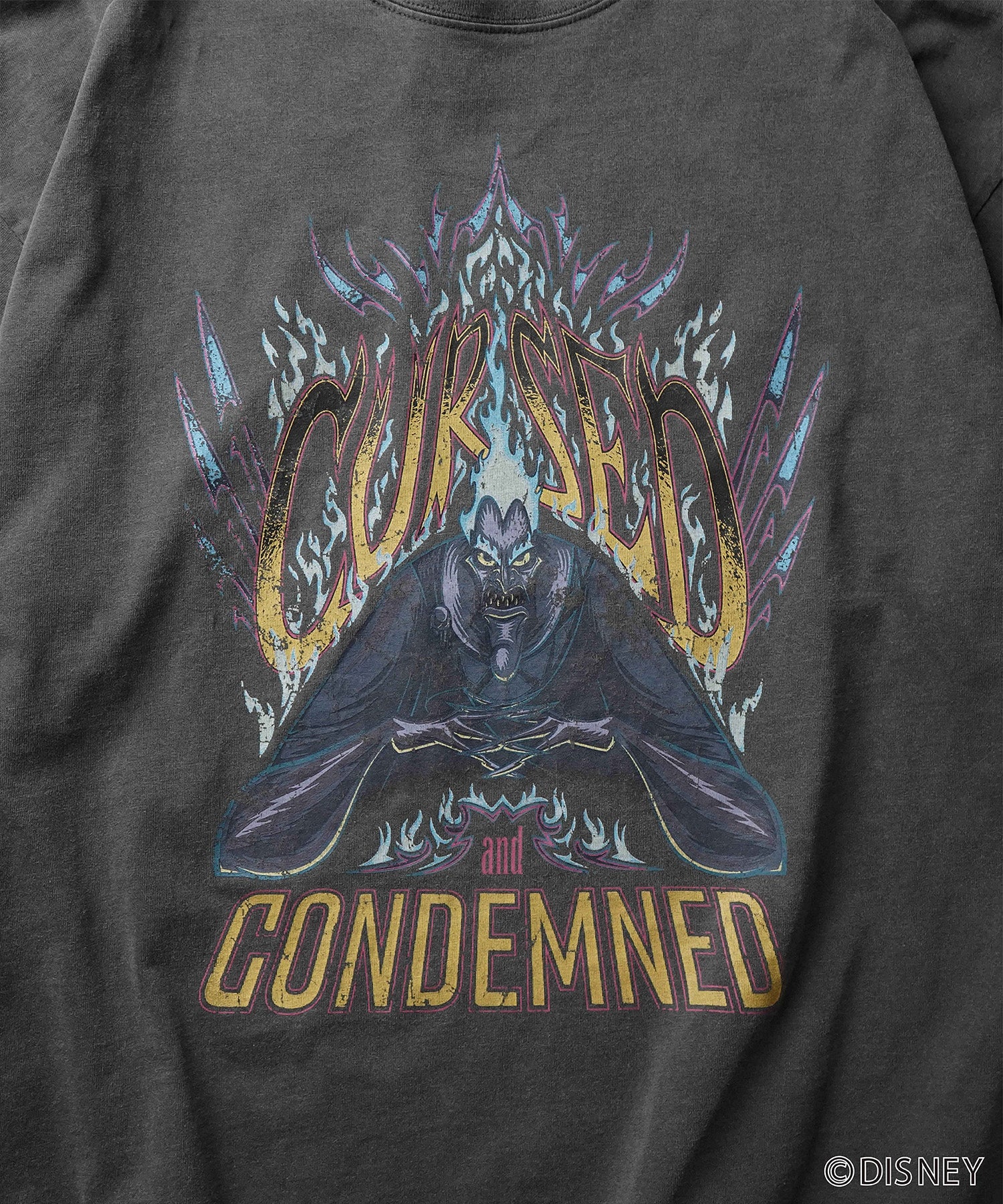 【Disney Villains / ディズニーヴィランズ】HADES / ハデス ヴィンテージライク ピグメント加工 ビッグシルエット 半袖プリントTシャツ