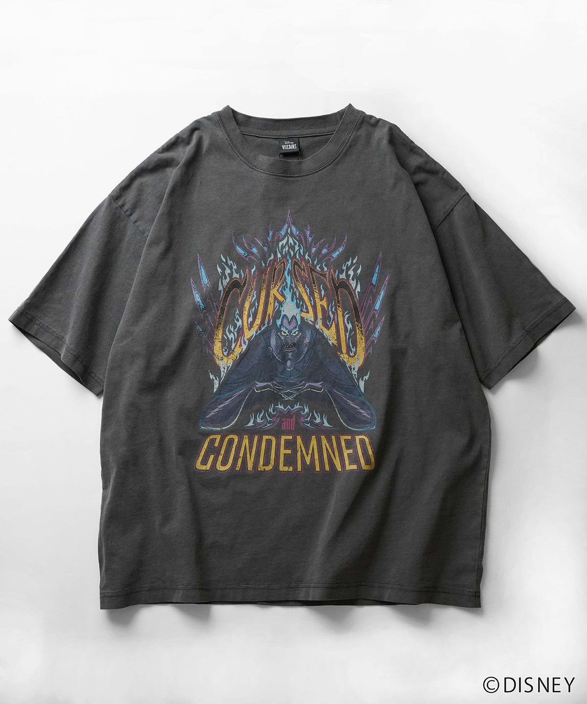 【Disney Villains / ディズニーヴィランズ】HADES / ハデス ヴィンテージライク ピグメント加工 ビッグシルエット 半袖プリントTシャツ