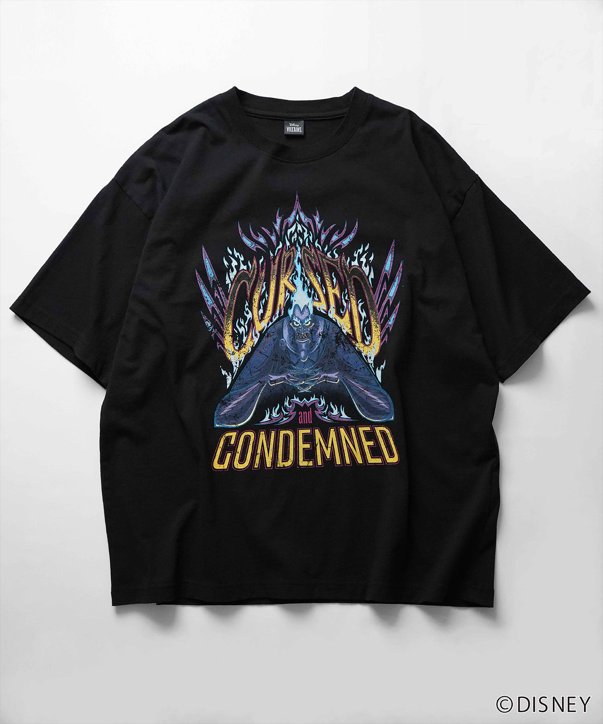 【Disney Villains / ディズニーヴィランズ】HADES / ハデス ヴィンテージライク ピグメント加工 ビッグシルエット 半袖プリントTシャツ
