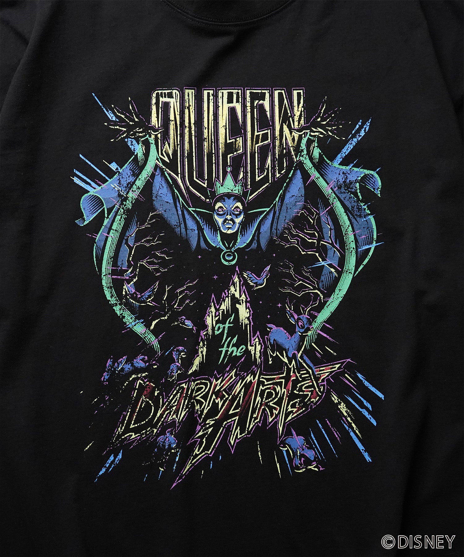 【Disney Villains / ディズニーヴィランズ】EVIL QUEEN / 女王 ヴィンテージライク ピグメント加工 ビッグシルエット 半袖プリントTシャツ