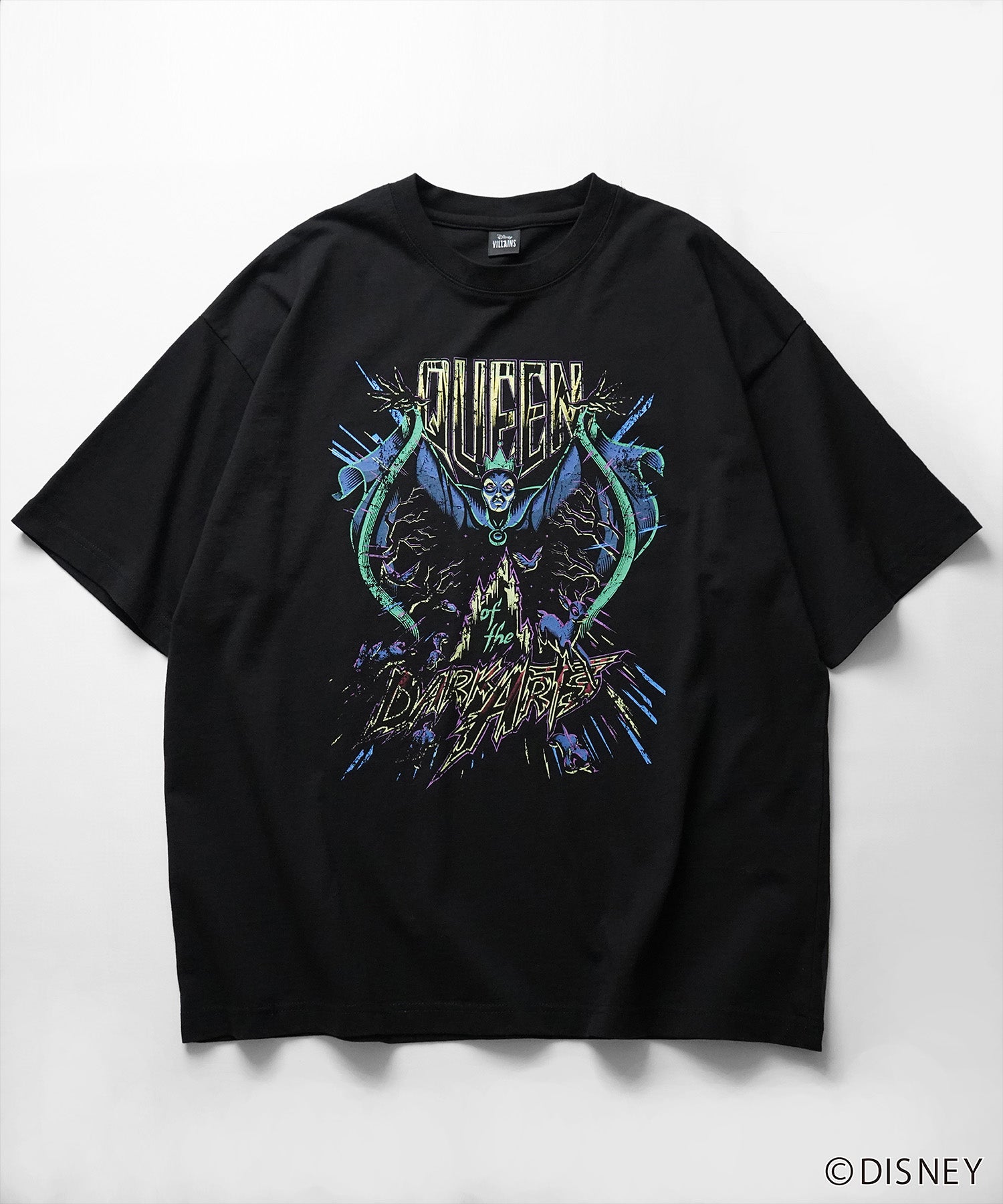 【Disney Villains / ディズニーヴィランズ】EVIL QUEEN / 女王 ヴィンテージライク ピグメント加工 ビッグシルエット 半袖プリントTシャツ
