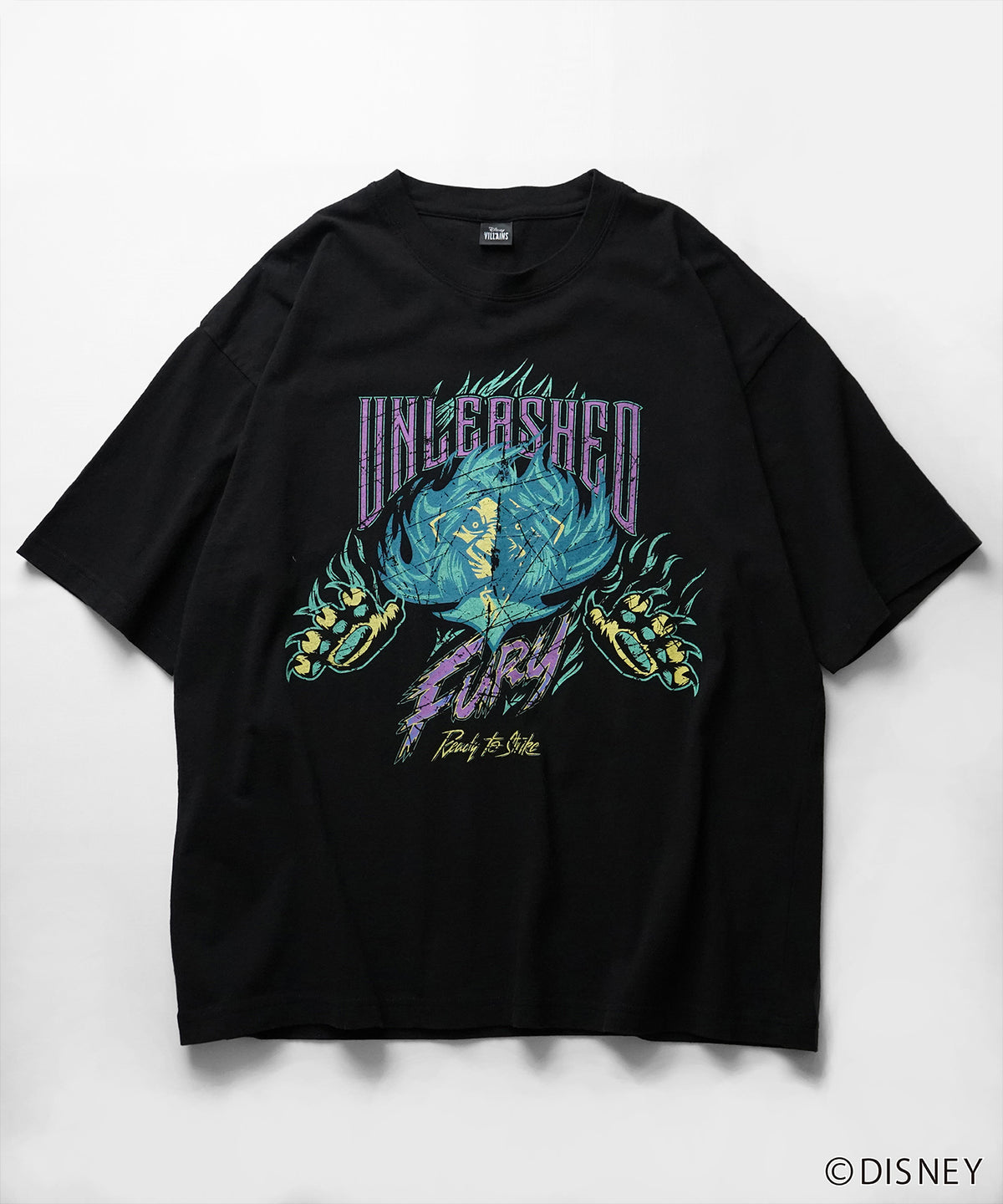 【Disney Villains / ディズニーヴィランズ】SCAR / スカ― ヴィンテージライク ピグメント加工 ビッグシルエット 半袖プリントTシャツ