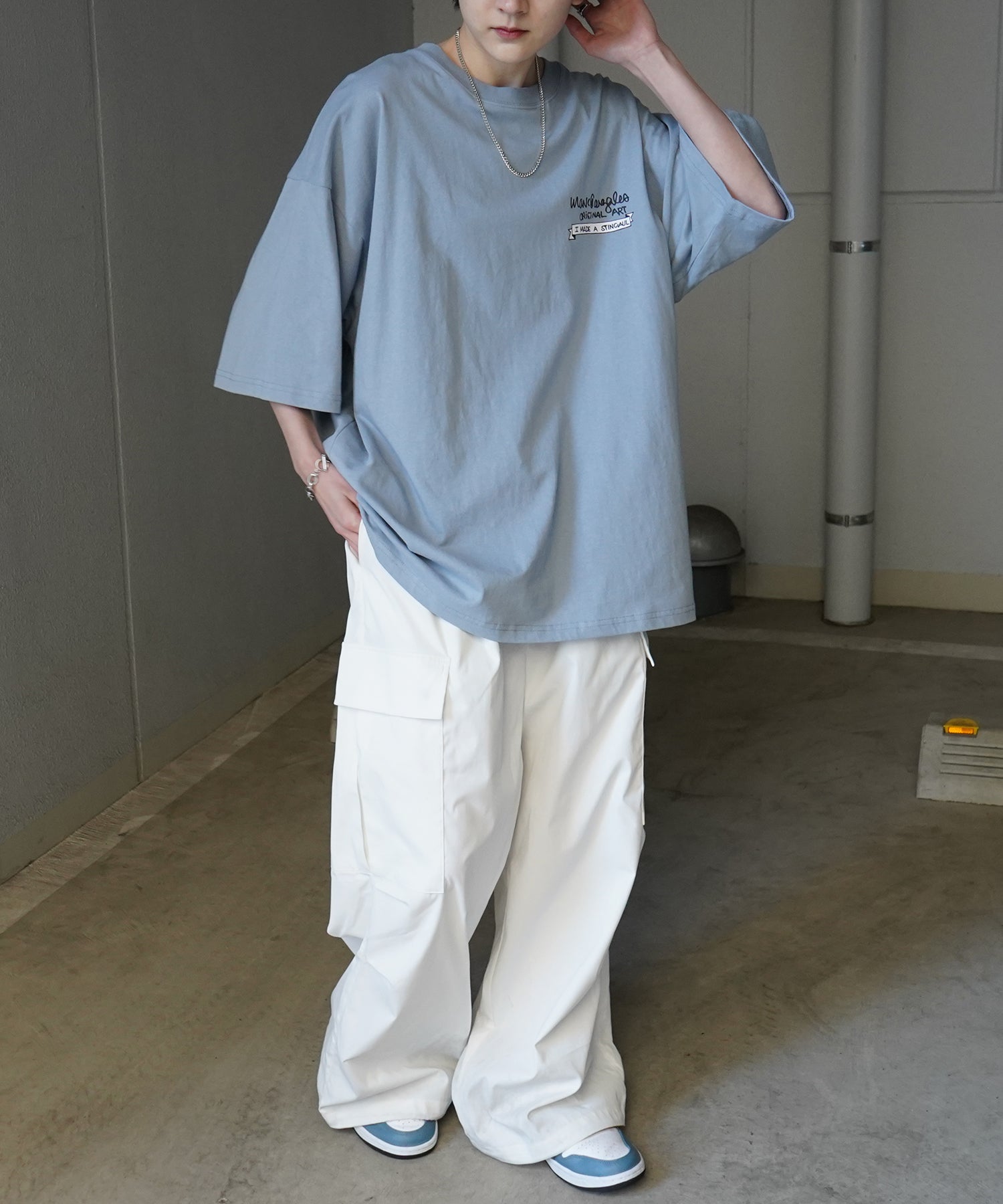 【MARK GONZALES ARTWORK COLLECTION / マーク ゴンザレス】フロント / バックプリント ワンポイント刺繍 モチーフ ビッグシルエットTシャツ