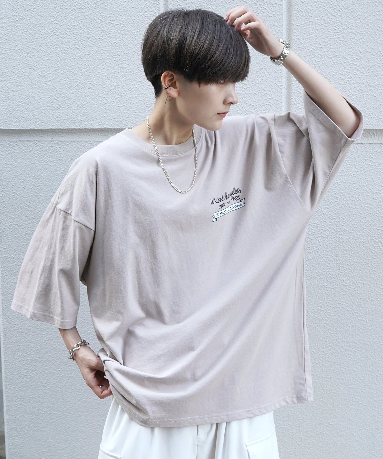 【MARK GONZALES ARTWORK COLLECTION / マーク ゴンザレス】フロント / バックプリント ワンポイント刺繍 モチーフ ビッグシルエットTシャツ