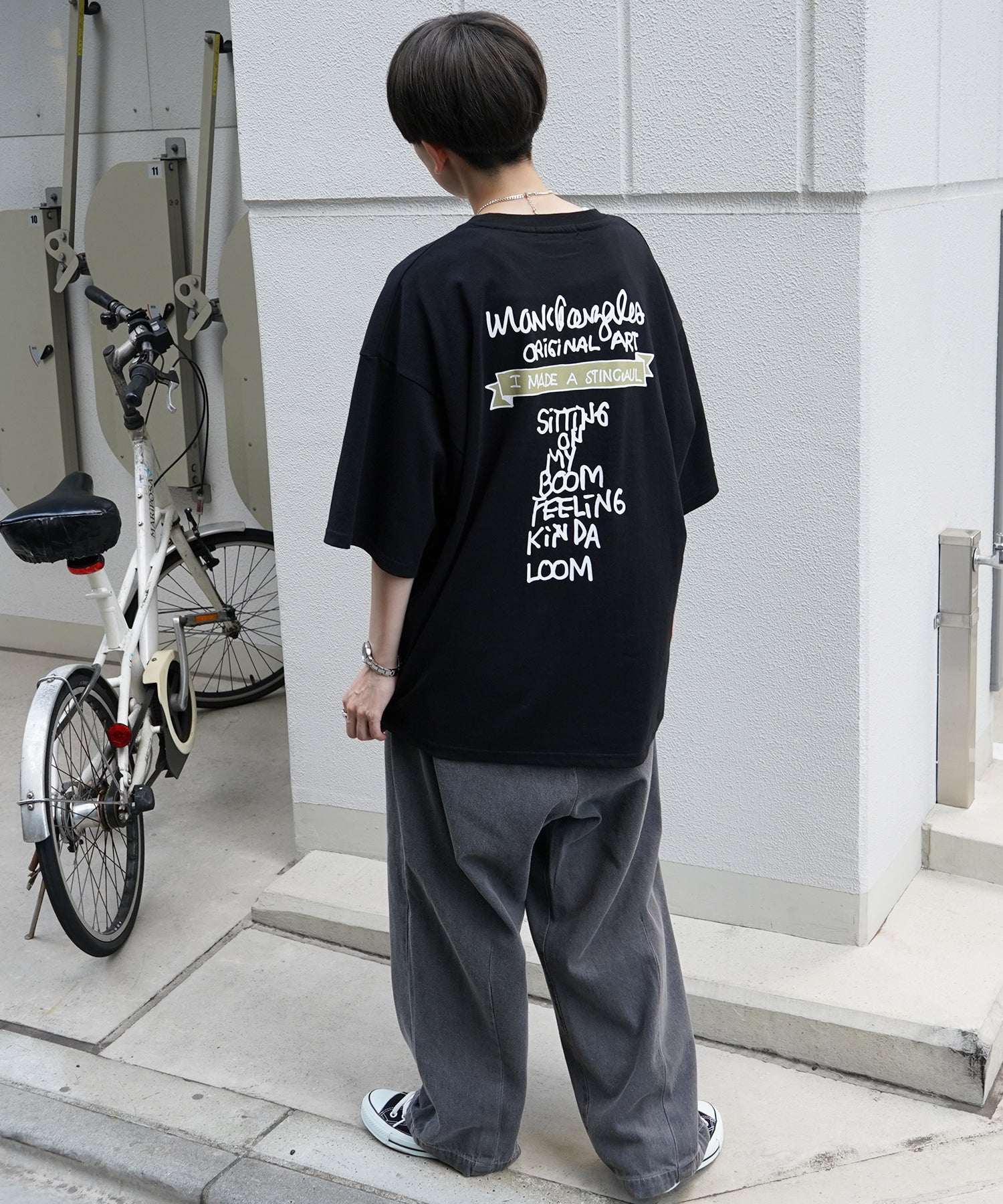 【MARK GONZALES ARTWORK COLLECTION / マーク ゴンザレス】フロント / バックプリント ワンポイント刺繍 モチーフ ビッグシルエットTシャツ