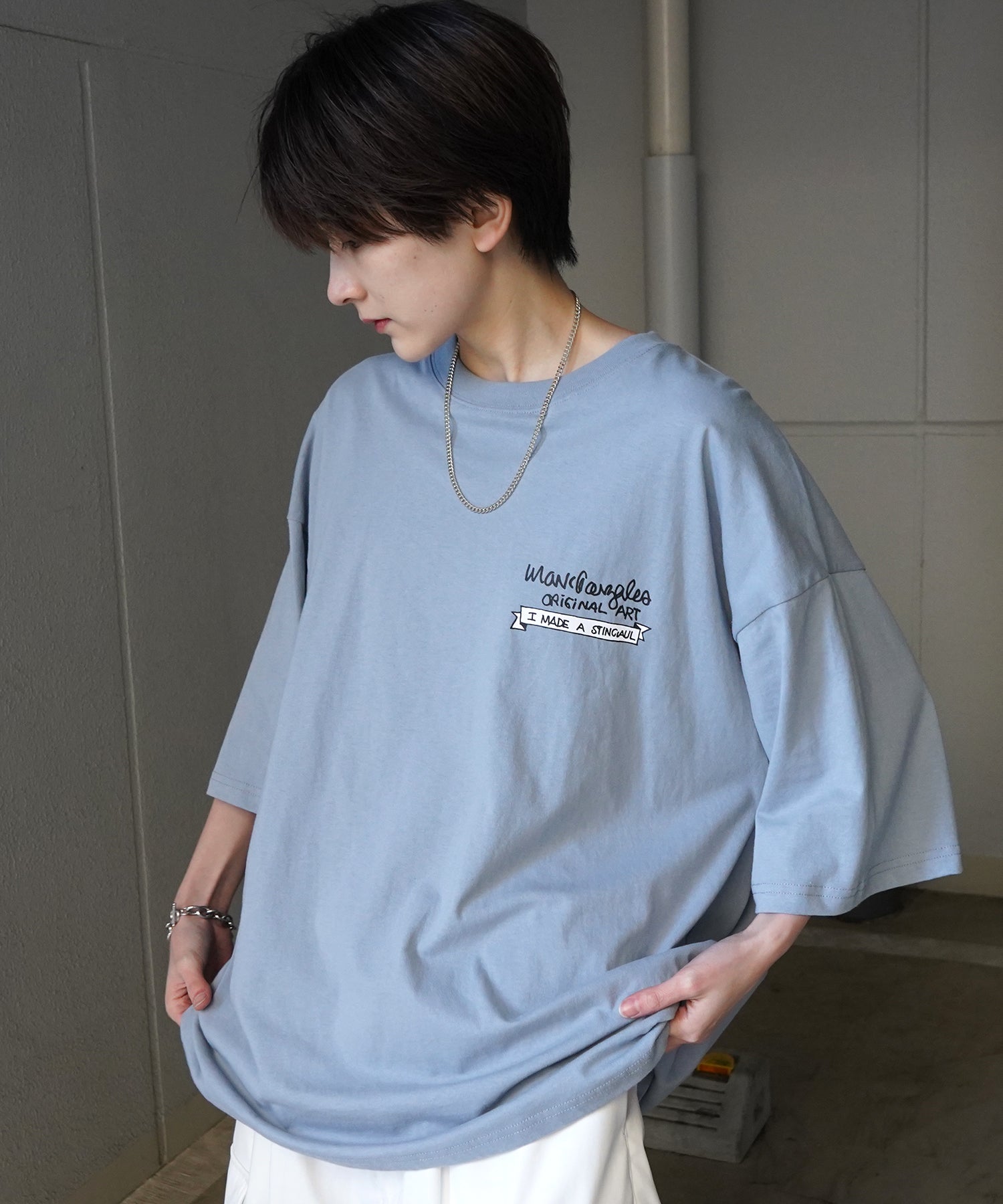 【MARK GONZALES ARTWORK COLLECTION / マーク ゴンザレス】フロント / バックプリント ワンポイント刺繍 モチーフ ビッグシルエットTシャツ