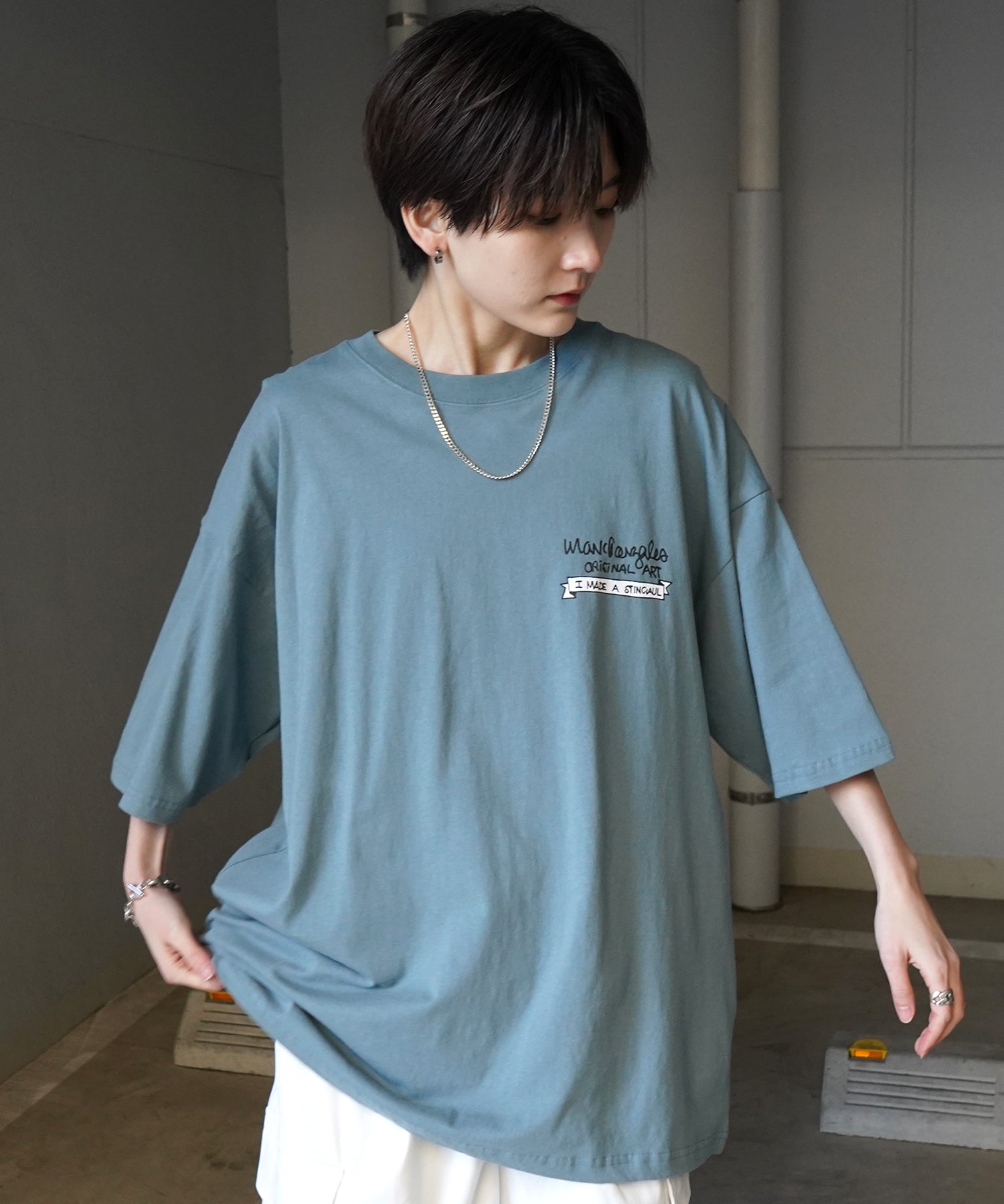 【MARK GONZALES ARTWORK COLLECTION / マーク ゴンザレス】フロント / バックプリント ワンポイント刺繍 モチーフ ビッグシルエットTシャツ