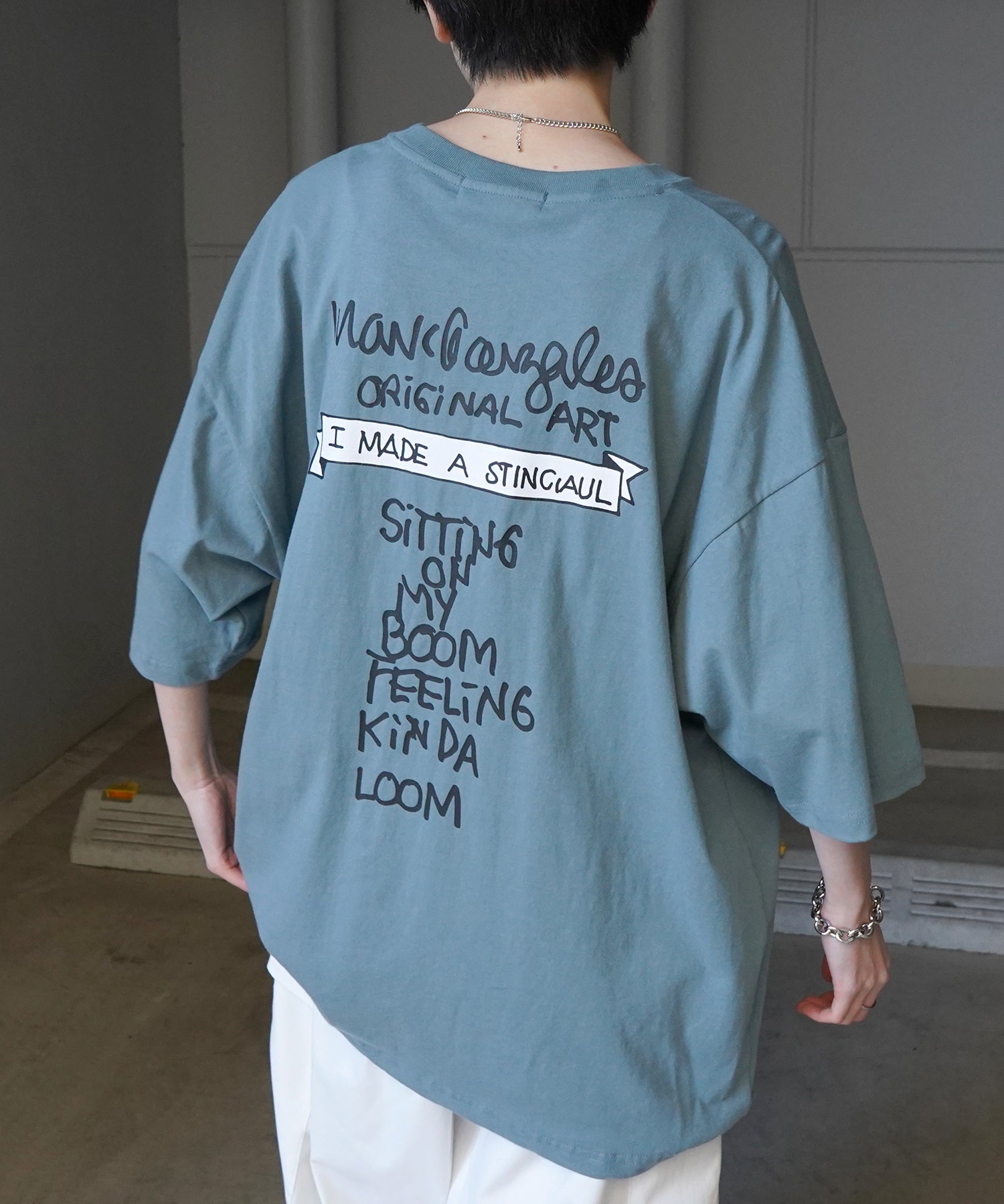 【MARK GONZALES ARTWORK COLLECTION / マーク ゴンザレス】フロント / バックプリント ワンポイント刺繍 モチーフ ビッグシルエットTシャツ