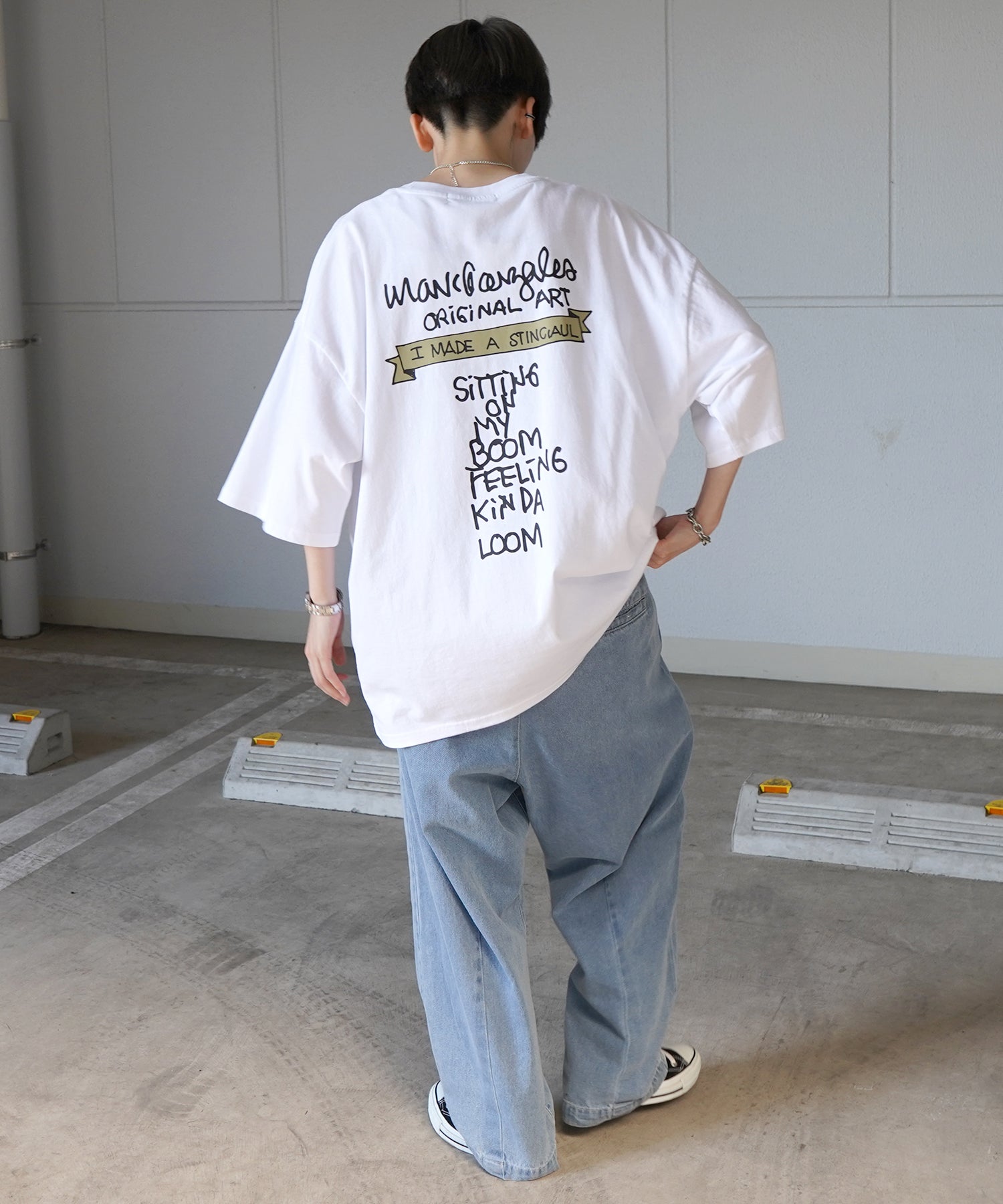 【MARK GONZALES ARTWORK COLLECTION / マーク ゴンザレス】フロント / バックプリント ワンポイント刺繍 モチーフ ビッグシルエットTシャツ