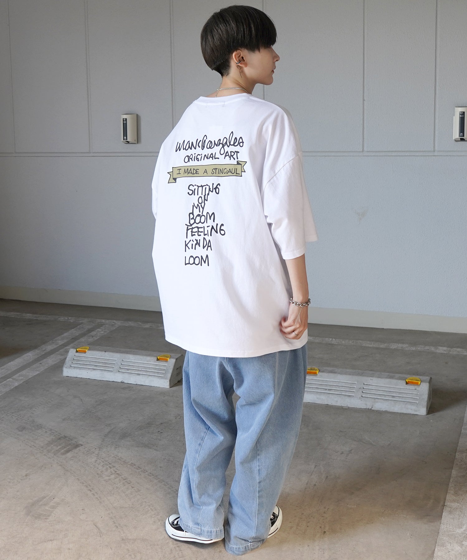 【MARK GONZALES ARTWORK COLLECTION / マーク ゴンザレス】フロント / バックプリント ワンポイント刺繍 モチーフ ビッグシルエットTシャツ