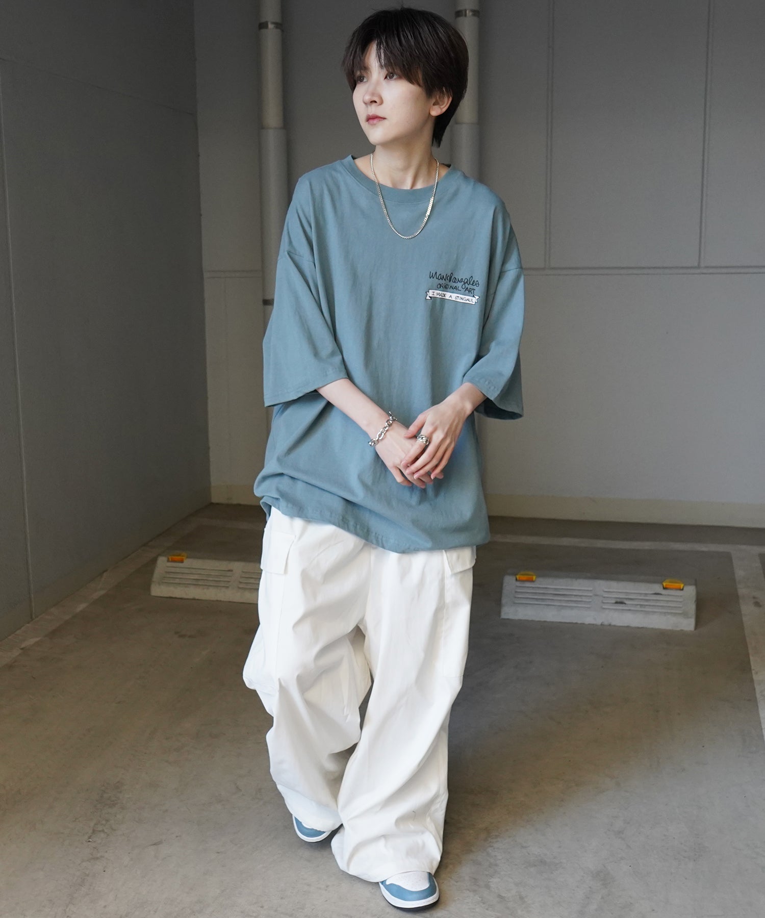【MARK GONZALES ARTWORK COLLECTION / マーク ゴンザレス】フロント / バックプリント ワンポイント刺繍 モチーフ ビッグシルエットTシャツ