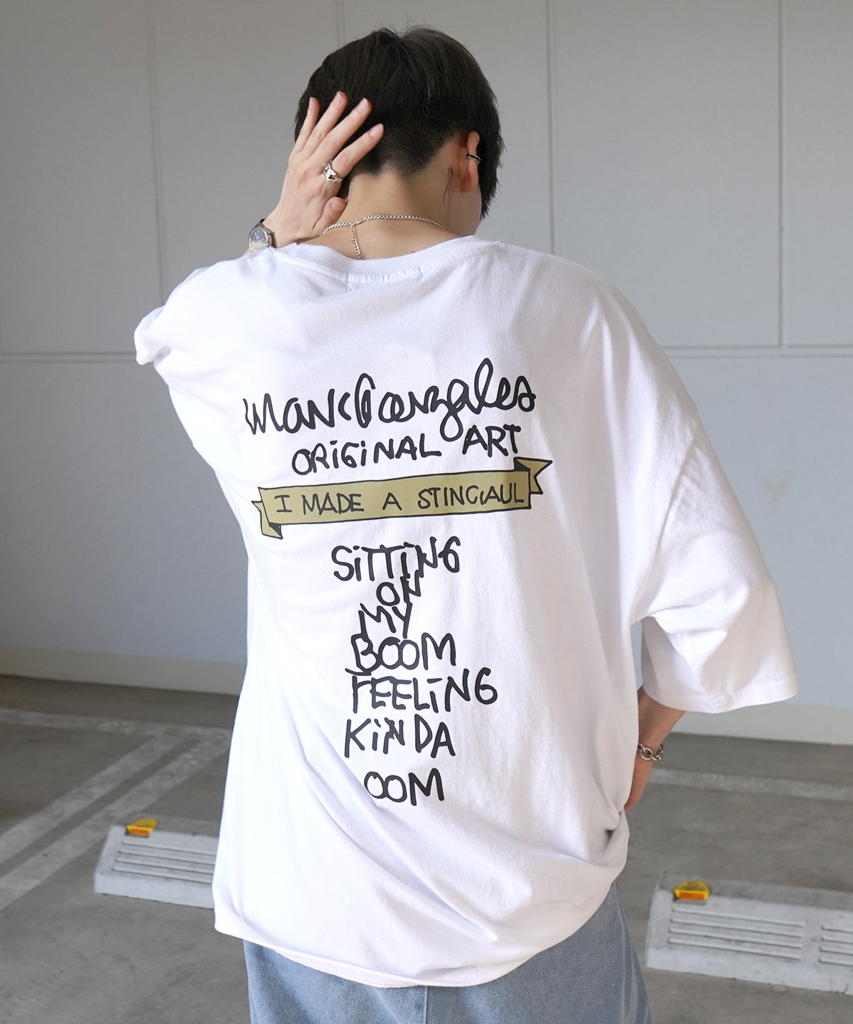 【MARK GONZALES ARTWORK COLLECTION / マーク ゴンザレス】フロント / バックプリント ワンポイント刺繍 モチーフ ビッグシルエットTシャツ