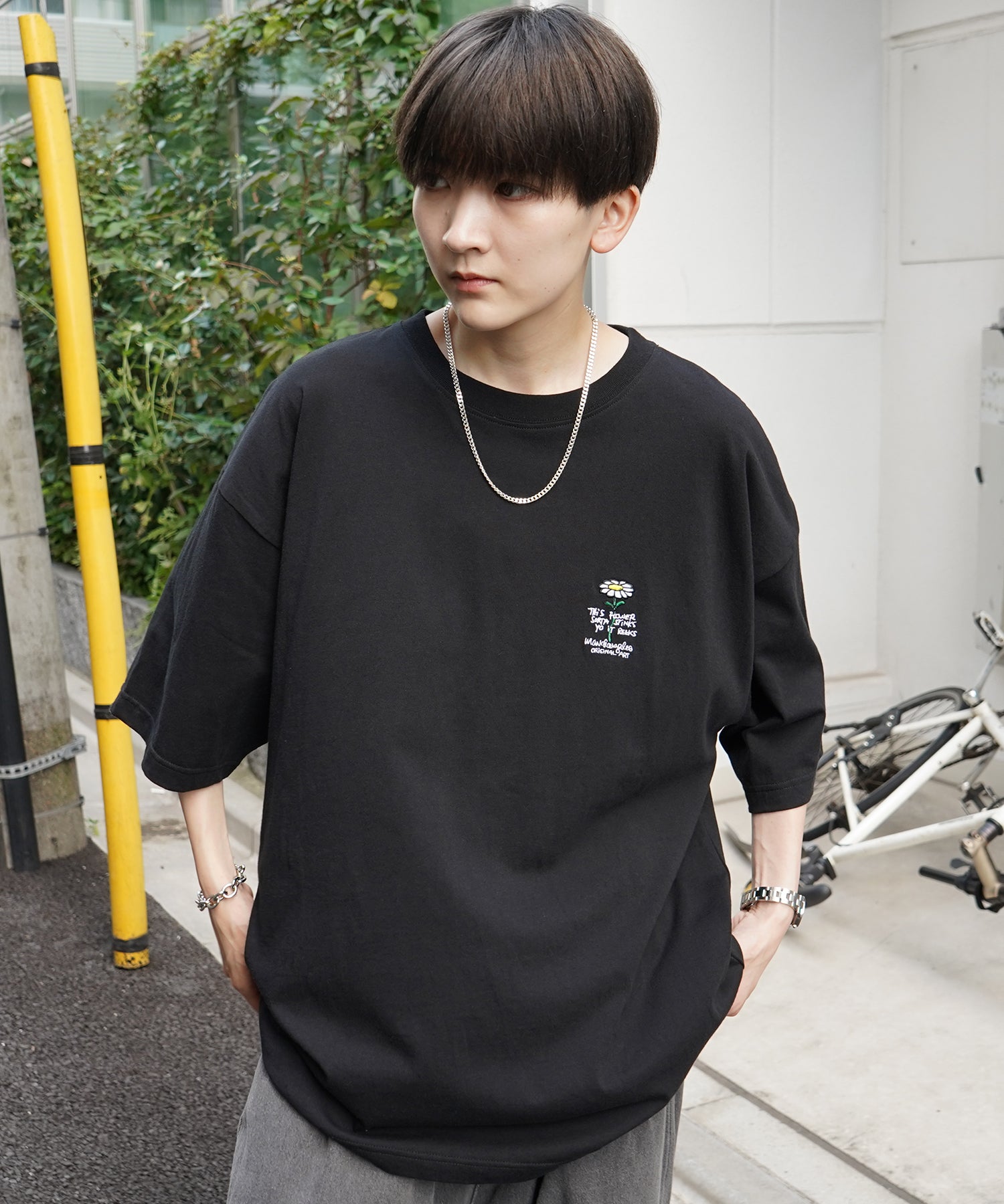 【MARK GONZALES ARTWORK COLLECTION / マーク ゴンザレス】フロント / バックプリント ワンポイント刺繍 モチーフ ビッグシルエットTシャツ