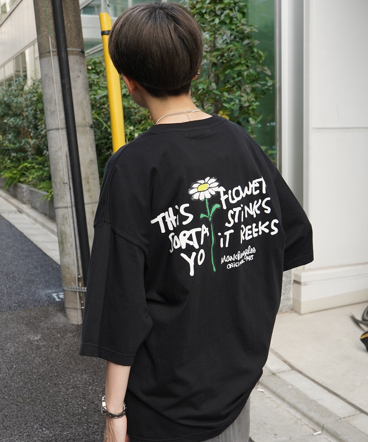 【MARK GONZALES ARTWORK COLLECTION / マーク ゴンザレス】フロント / バックプリント ワンポイント刺繍 モチーフ ビッグシルエットTシャツ