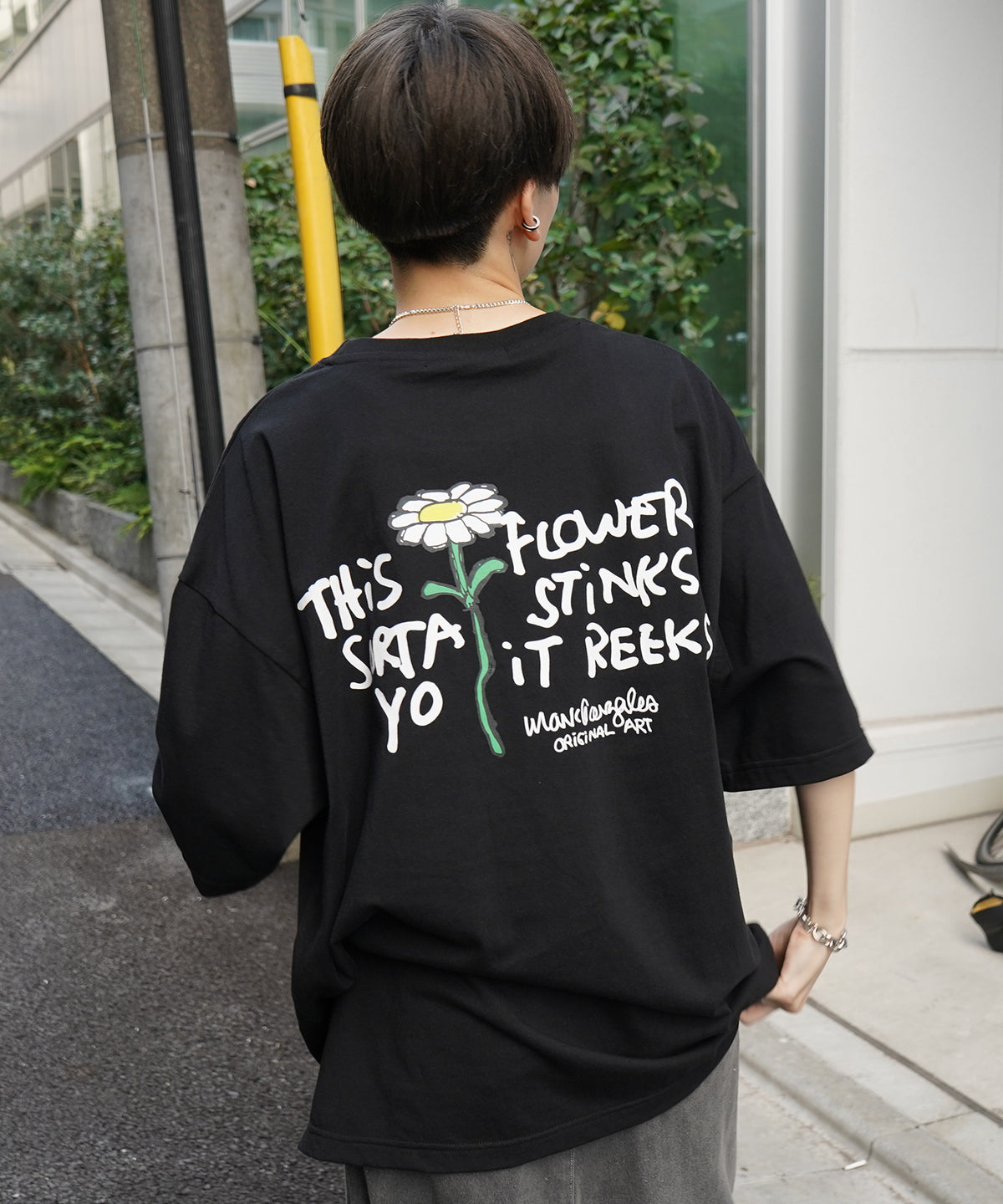 【MARK GONZALES ARTWORK COLLECTION / マーク ゴンザレス】フロント / バックプリント ワンポイント刺繍 モチーフ ビッグシルエットTシャツ