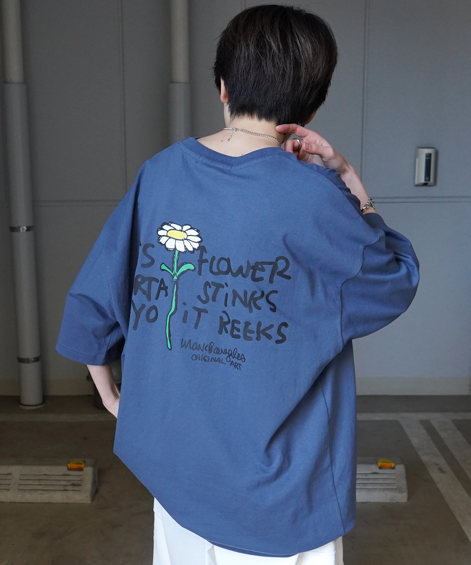 【MARK GONZALES ARTWORK COLLECTION / マーク ゴンザレス】フロント / バックプリント ワンポイント刺繍 モチーフ ビッグシルエットTシャツ