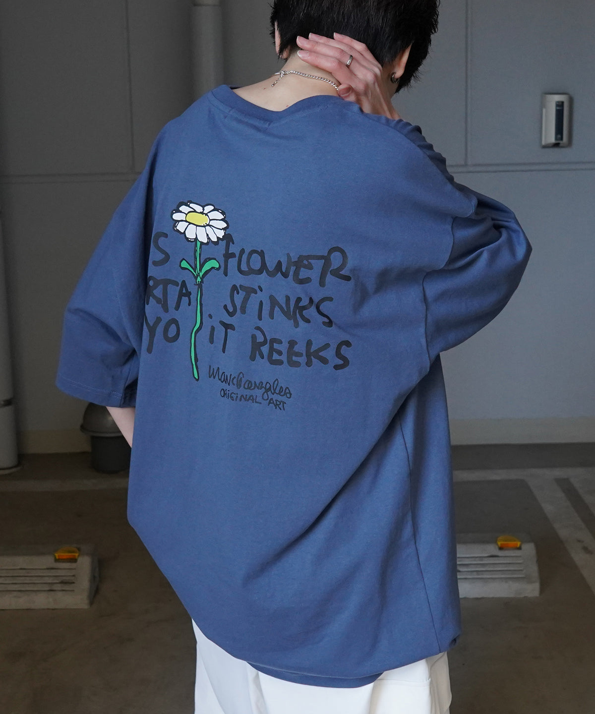 【MARK GONZALES ARTWORK COLLECTION / マーク ゴンザレス】フロント / バックプリント ワンポイント刺繍 モチーフ ビッグシルエットTシャツ