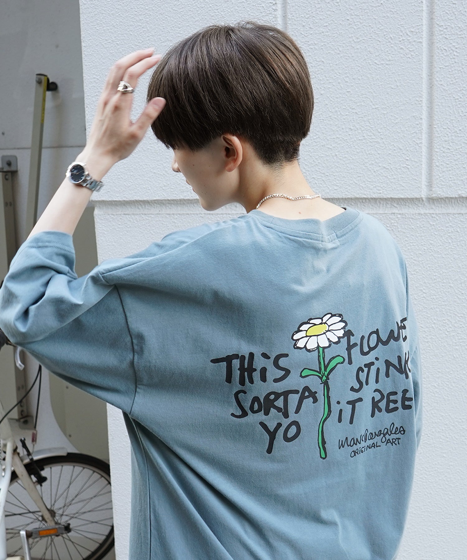 【MARK GONZALES ARTWORK COLLECTION / マーク ゴンザレス】フロント / バックプリント ワンポイント刺繍 モチーフ ビッグシルエットTシャツ