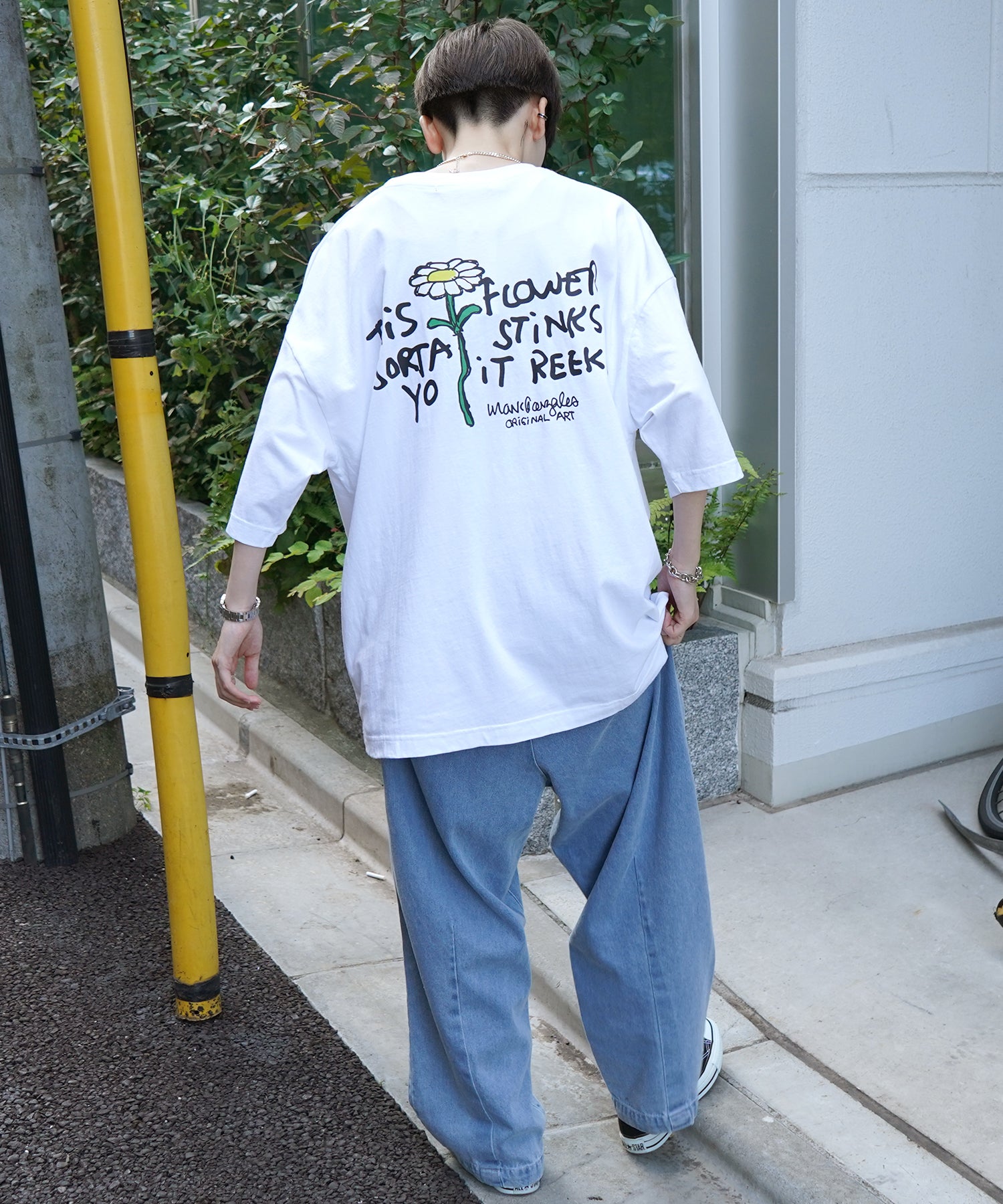 【MARK GONZALES ARTWORK COLLECTION / マーク ゴンザレス】フロント / バックプリント ワンポイント刺繍 モチーフ ビッグシルエットTシャツ