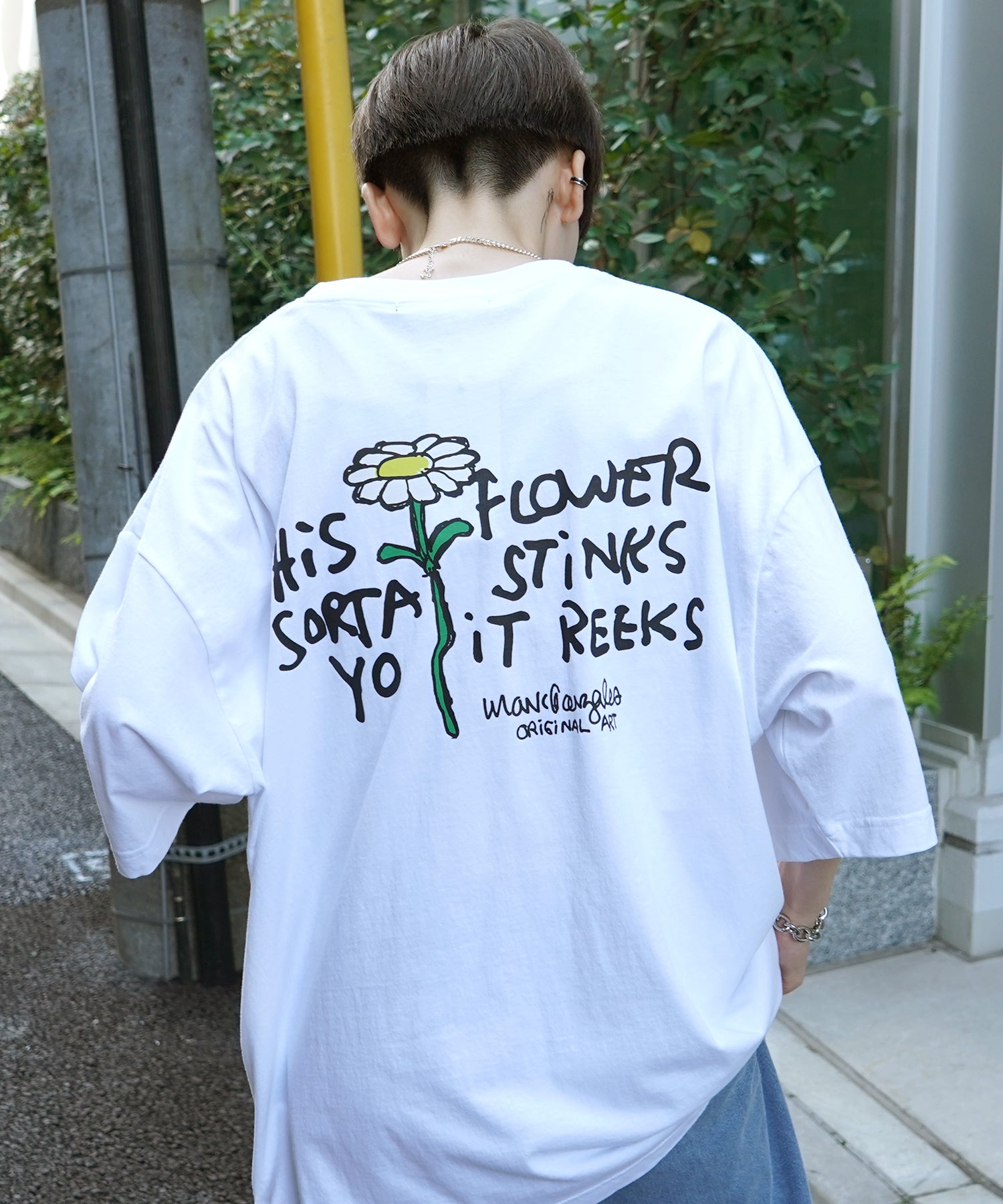 【MARK GONZALES ARTWORK COLLECTION / マーク ゴンザレス】フロント / バックプリント ワンポイント刺繍 モチーフ ビッグシルエットTシャツ
