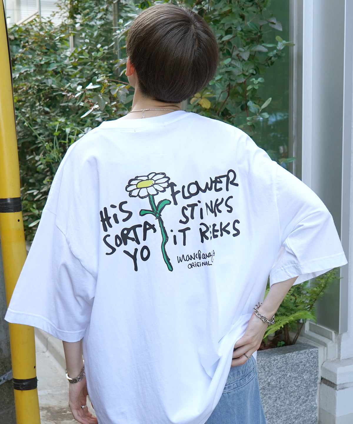 【MARK GONZALES ARTWORK COLLECTION / マーク ゴンザレス】フロント / バックプリント ワンポイント刺繍 モチーフ ビッグシルエットTシャツ