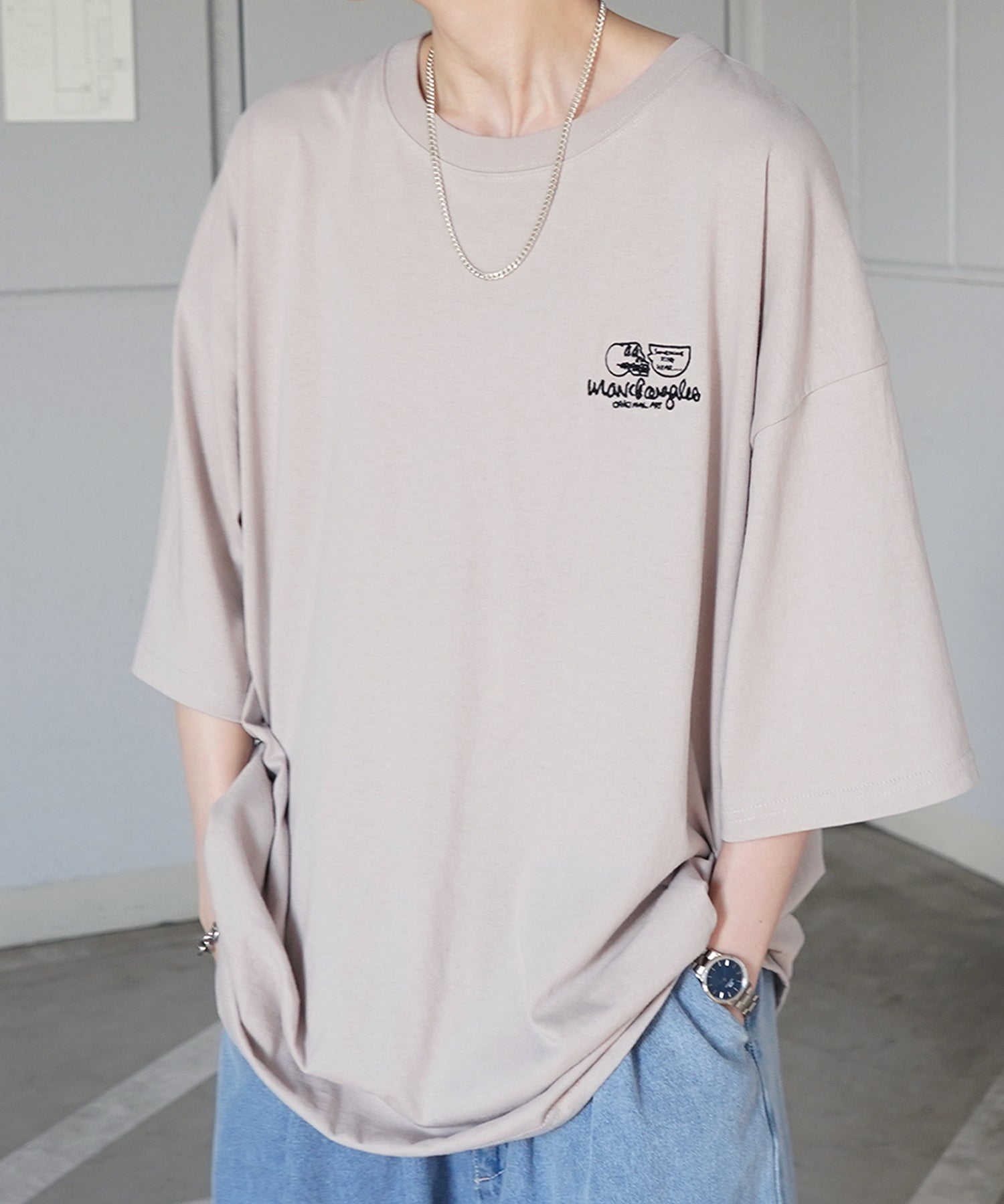 【MARK GONZALES ARTWORK COLLECTION / マーク ゴンザレス】フロント / バックプリント ワンポイント刺繍 モチーフ ビッグシルエットTシャツ