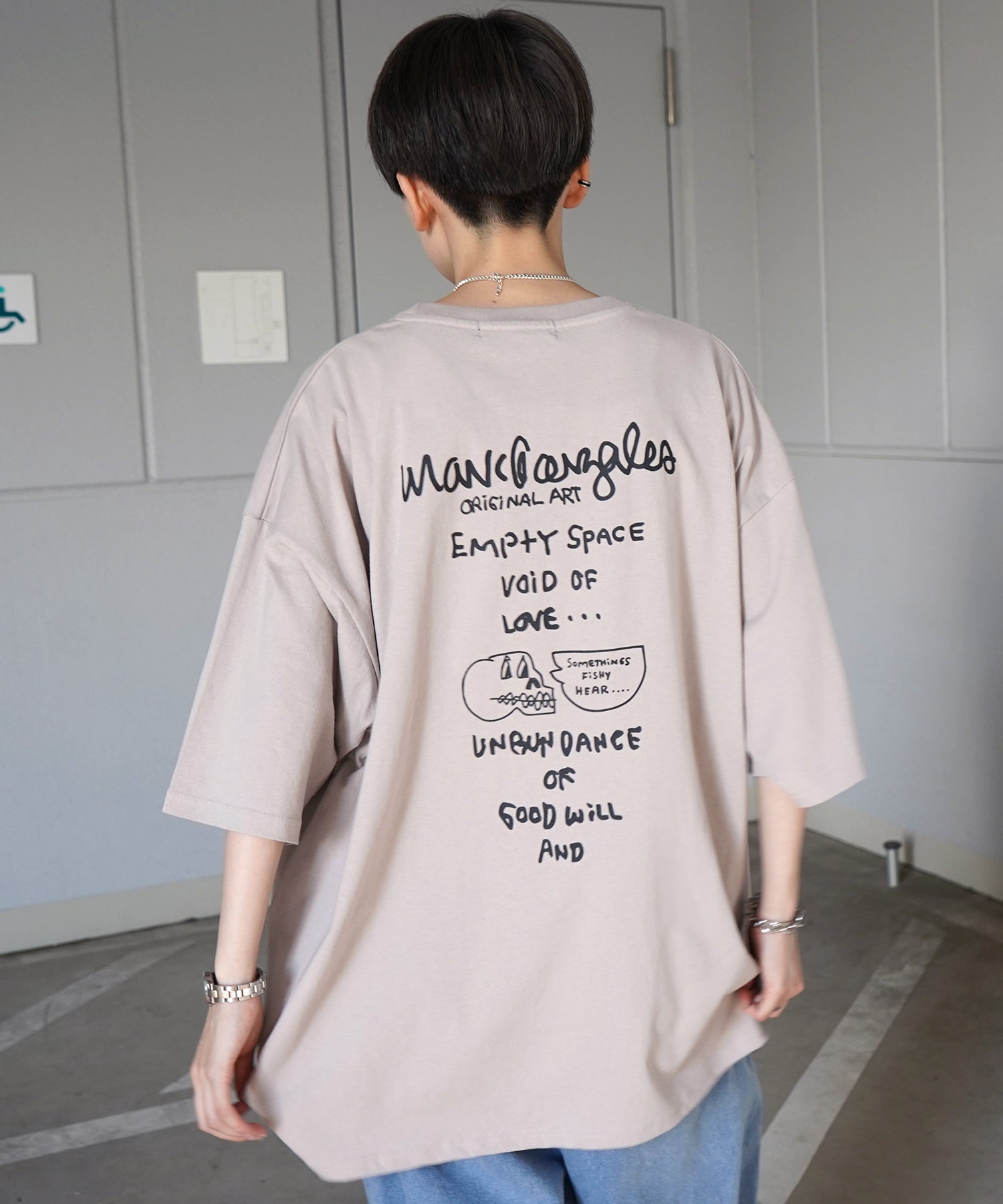 【MARK GONZALES ARTWORK COLLECTION / マーク ゴンザレス】フロント / バックプリント ワンポイント刺繍 モチーフ ビッグシルエットTシャツ