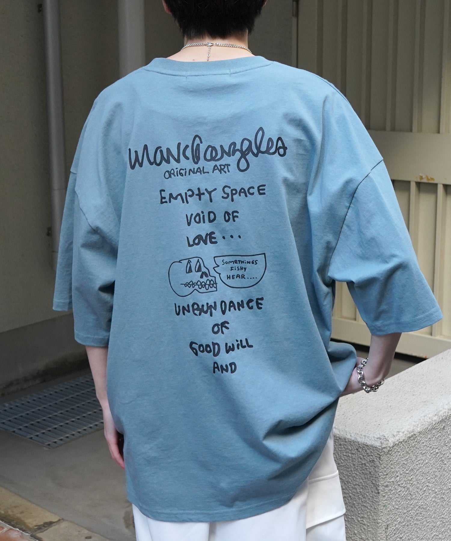 【MARK GONZALES ARTWORK COLLECTION / マーク ゴンザレス】フロント / バックプリント ワンポイント刺繍 モチーフ ビッグシルエットTシャツ