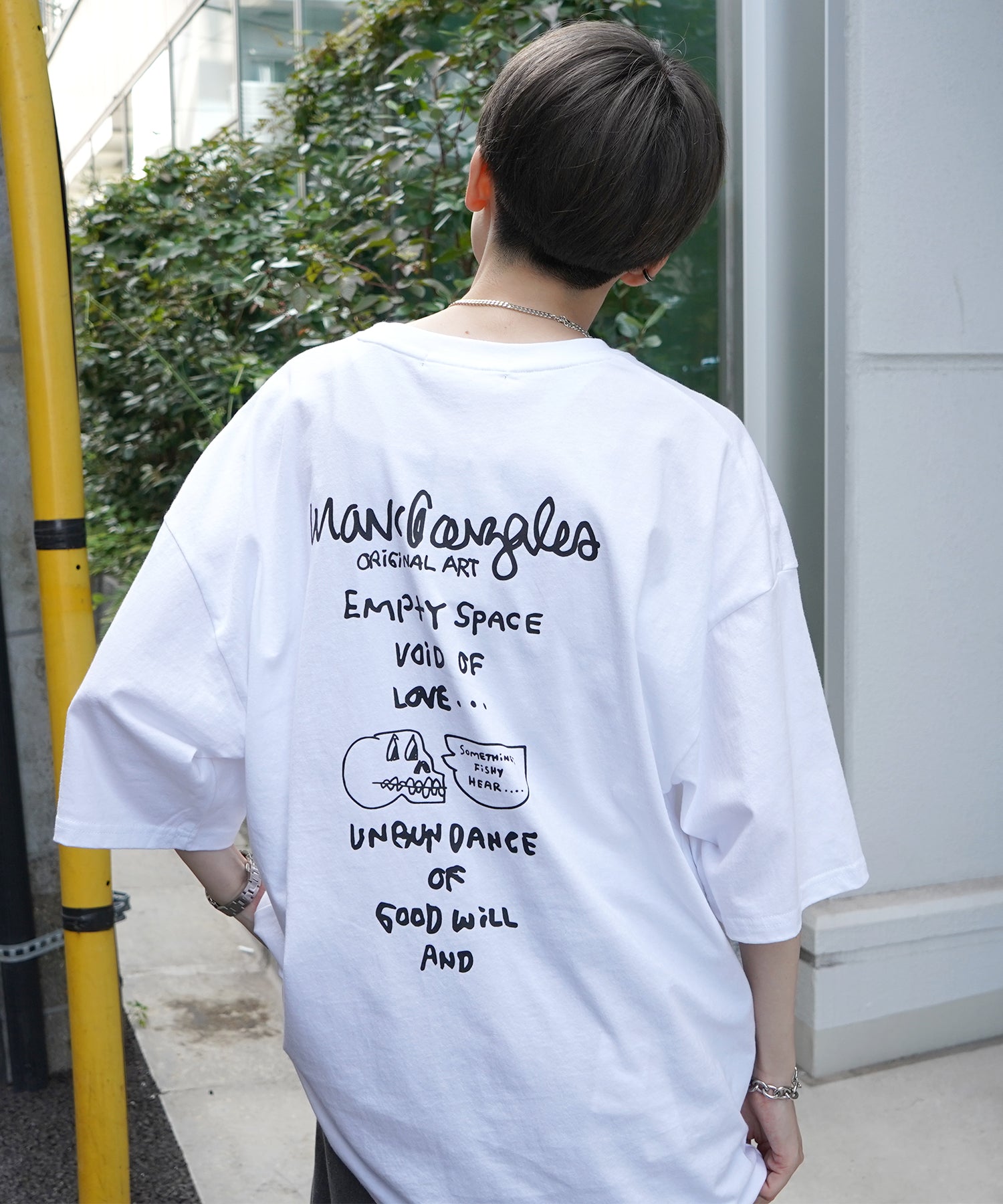 【MARK GONZALES ARTWORK COLLECTION / マーク ゴンザレス】フロント / バックプリント ワンポイント刺繍 モチーフ ビッグシルエットTシャツ