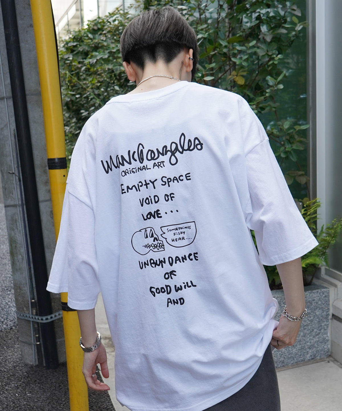 【MARK GONZALES ARTWORK COLLECTION / マーク ゴンザレス】フロント / バックプリント ワンポイント刺繍 モチーフ ビッグシルエットTシャツ