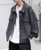 【新色追加】ビッグシルエット ヴィンテージライク ケミカルウォッシュ加工 Gジャン デニムジャケット