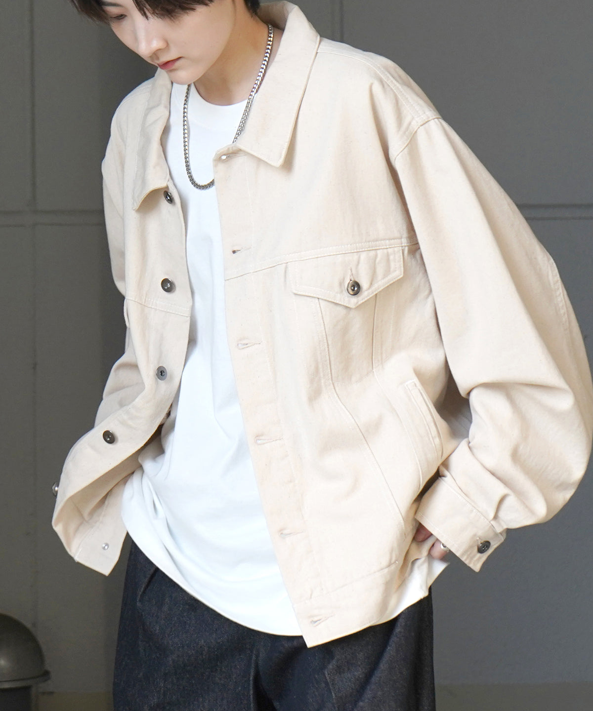 【新色追加】ビッグシルエット ヴィンテージライク ケミカルウォッシュ加工 Gジャン デニムジャケット