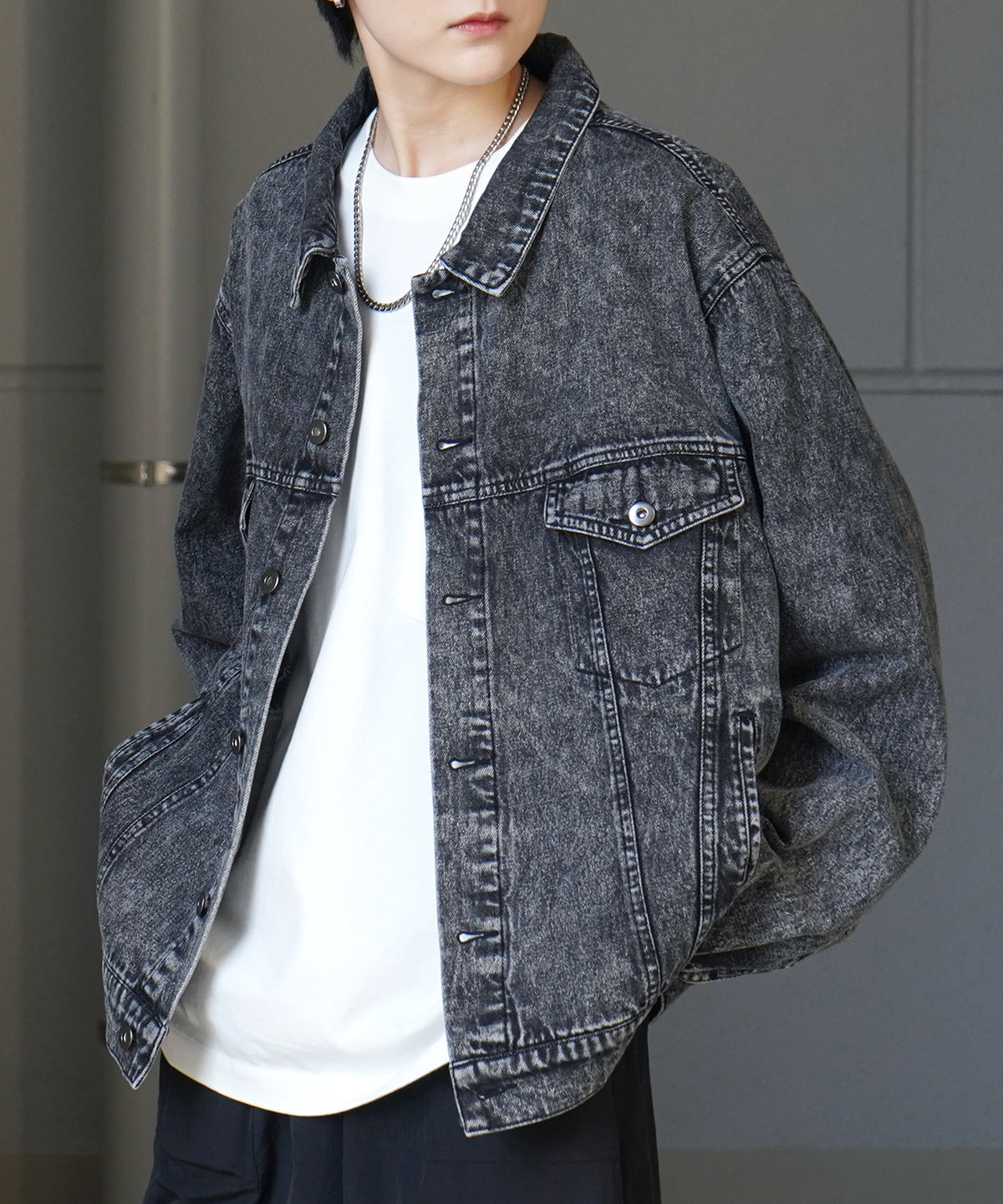 【新色追加】ビッグシルエット ヴィンテージライク ケミカルウォッシュ加工 Gジャン デニムジャケット