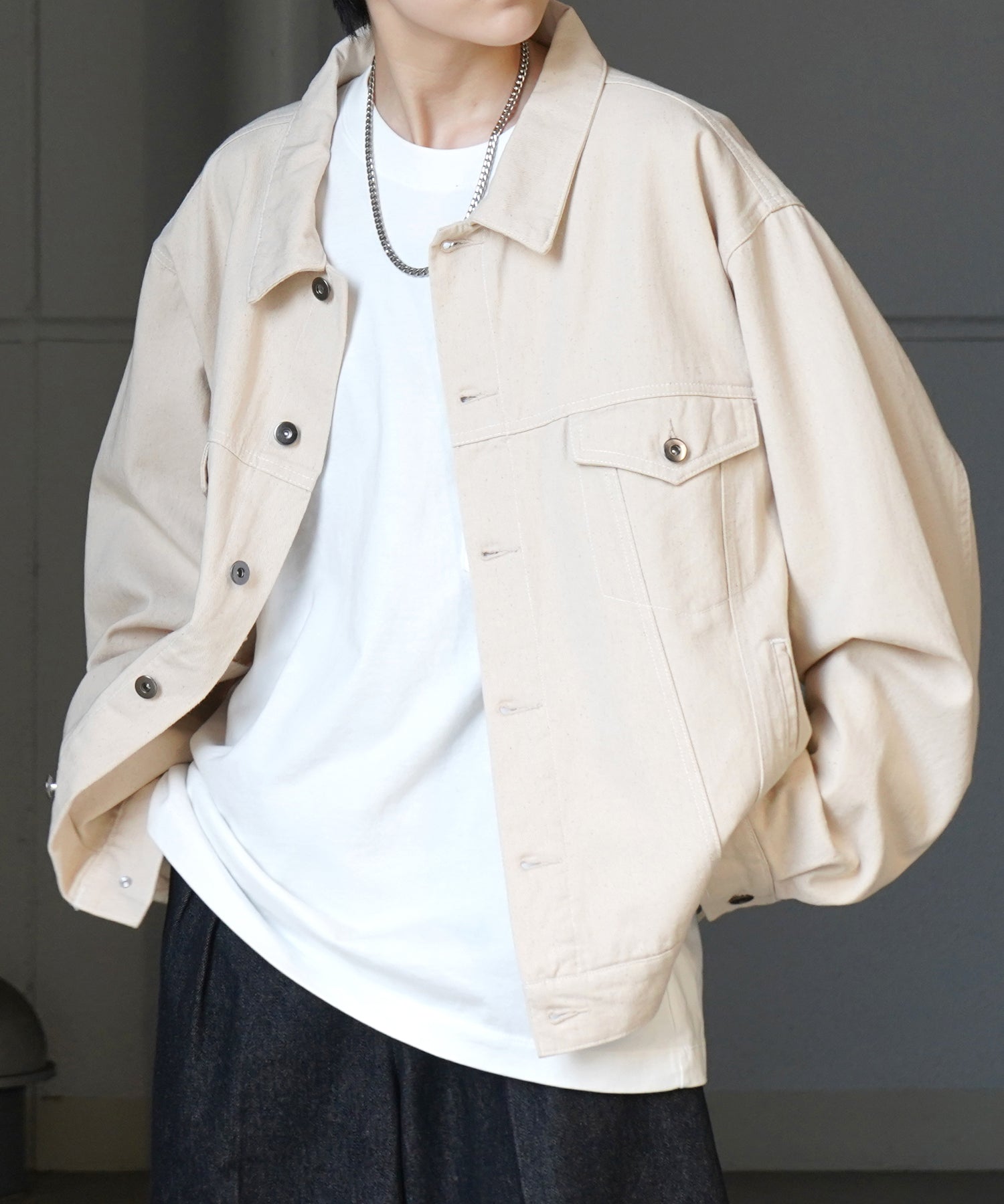 【新色追加】ビッグシルエット ヴィンテージライク ケミカルウォッシュ加工 Gジャン デニムジャケット