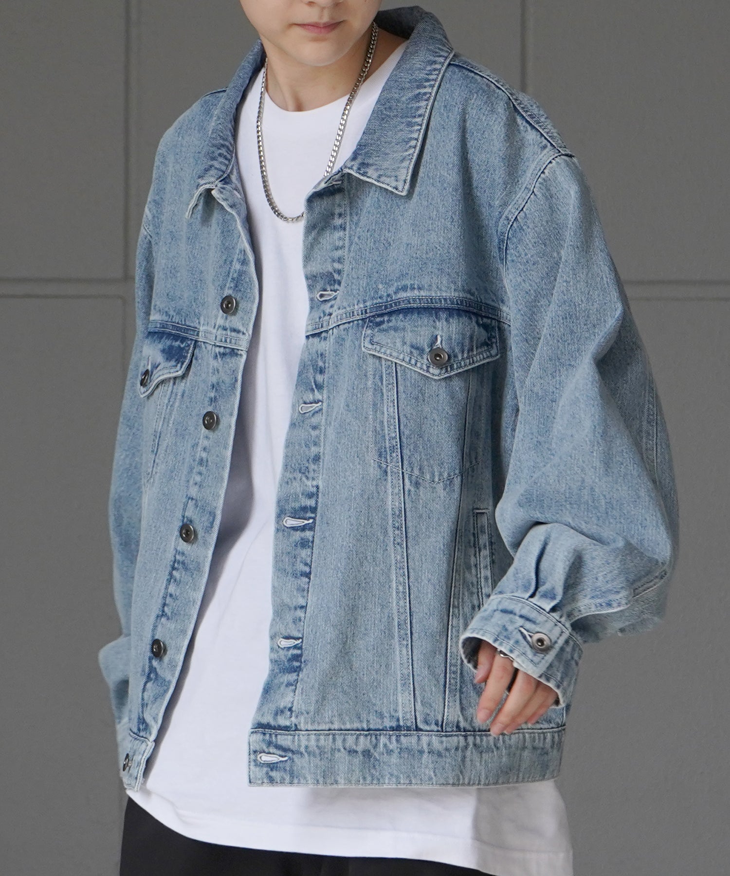【新色追加】ビッグシルエット ヴィンテージライク ケミカルウォッシュ加工 Gジャン デニムジャケット