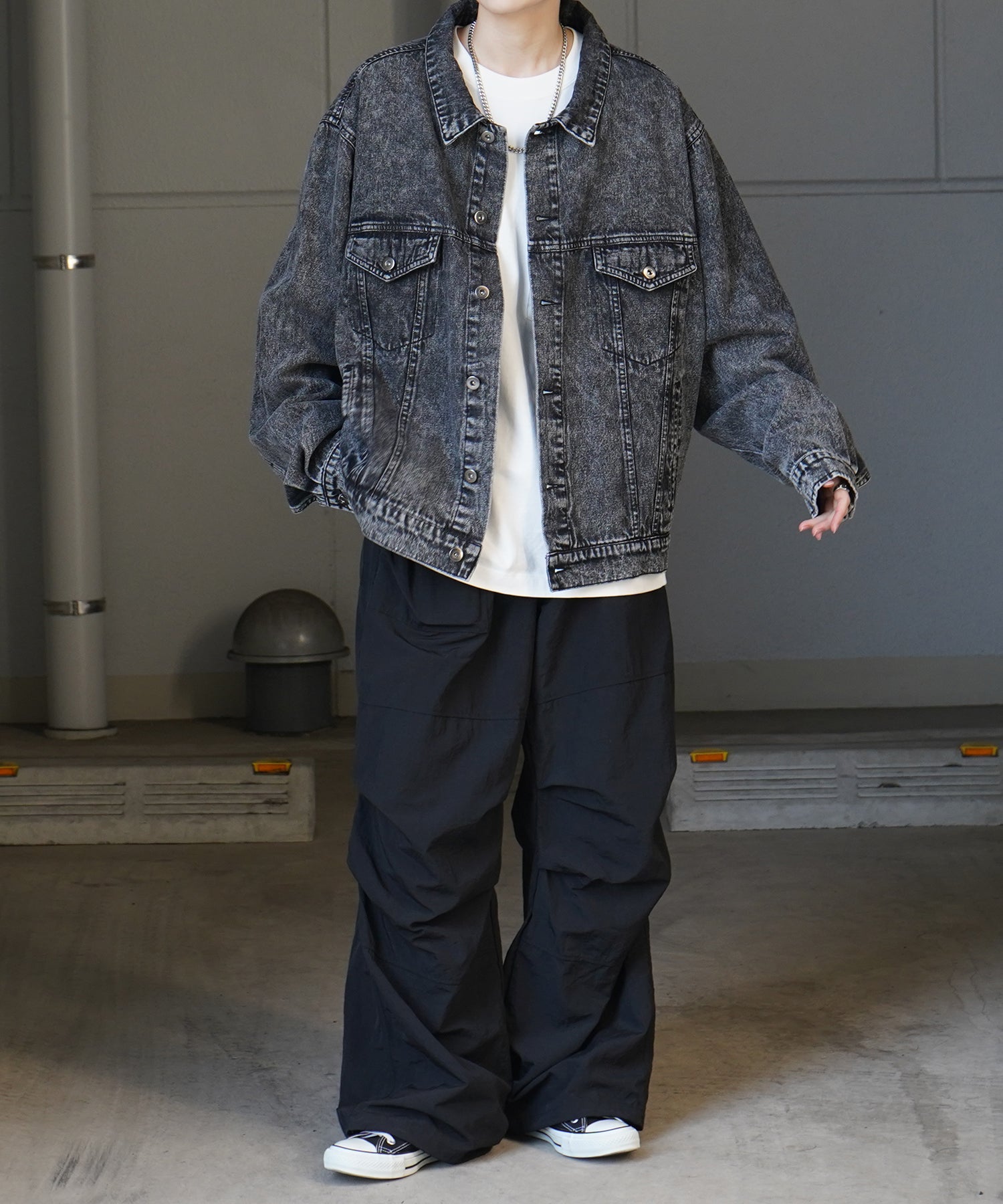 【新色追加】ビッグシルエット ヴィンテージライク ケミカルウォッシュ加工 Gジャン デニムジャケット