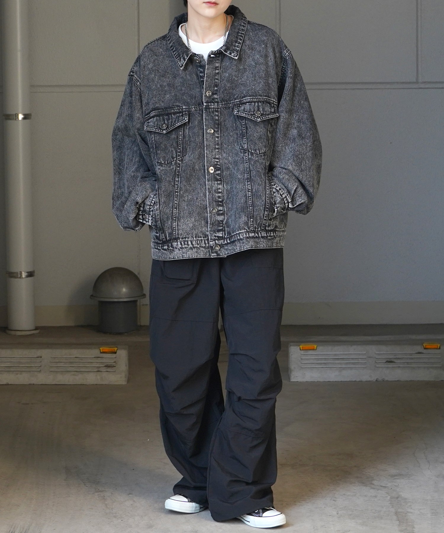 【新色追加】ビッグシルエット ヴィンテージライク ケミカルウォッシュ加工 Gジャン デニムジャケット