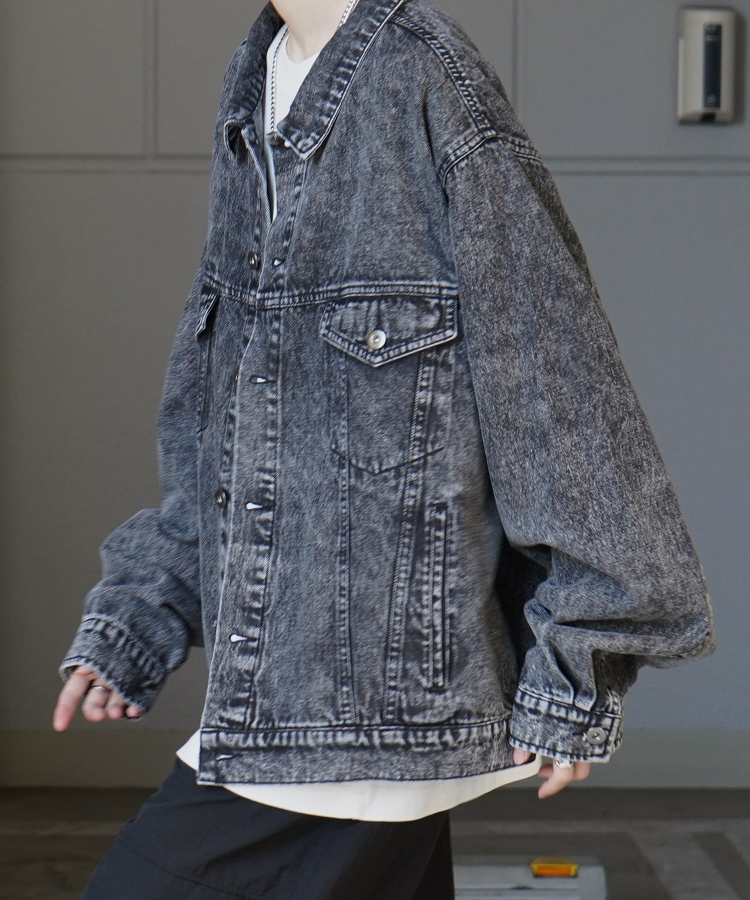 【新色追加】ビッグシルエット ヴィンテージライク ケミカルウォッシュ加工 Gジャン デニムジャケット