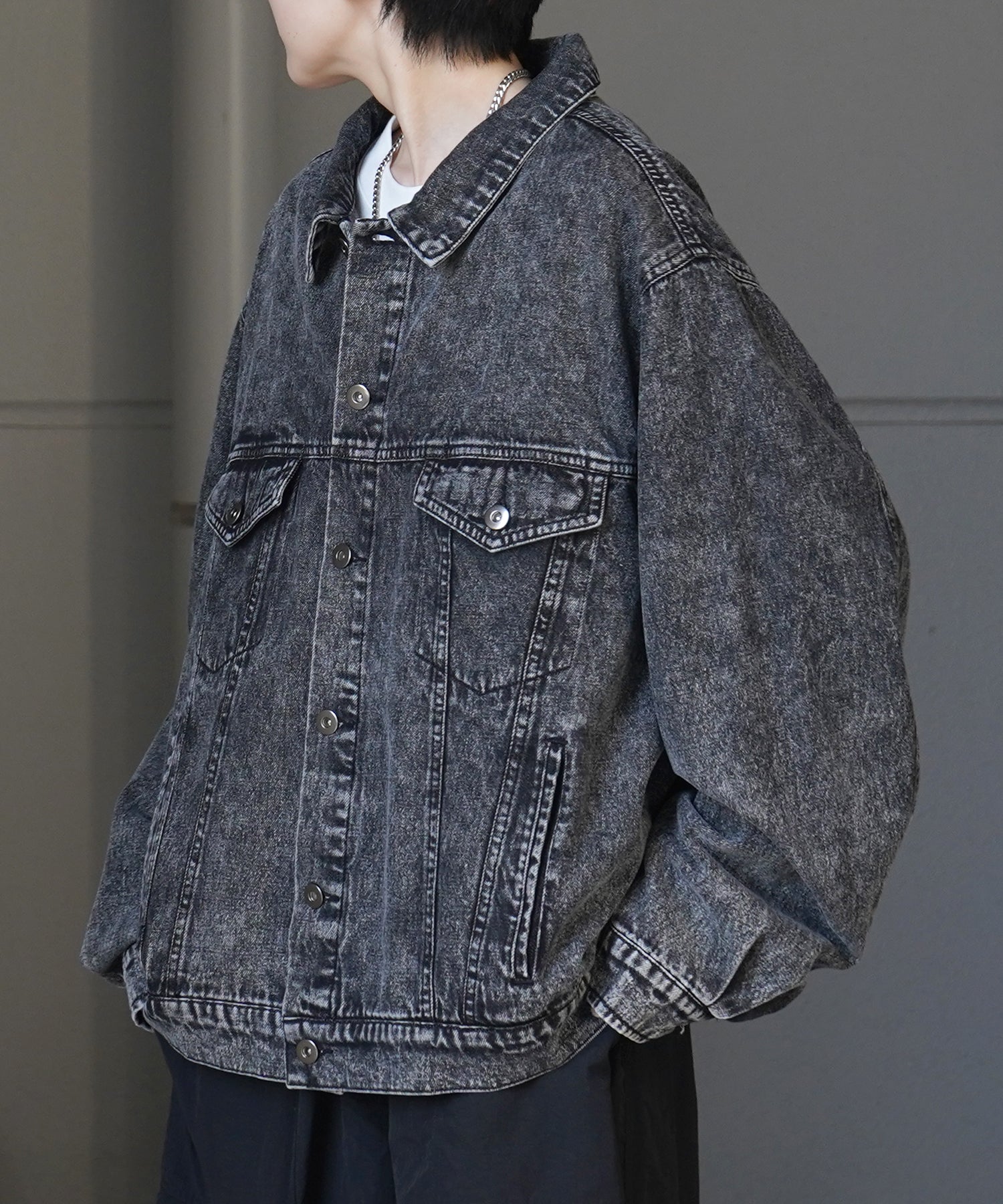 【新色追加】ビッグシルエット ヴィンテージライク ケミカルウォッシュ加工 Gジャン デニムジャケット